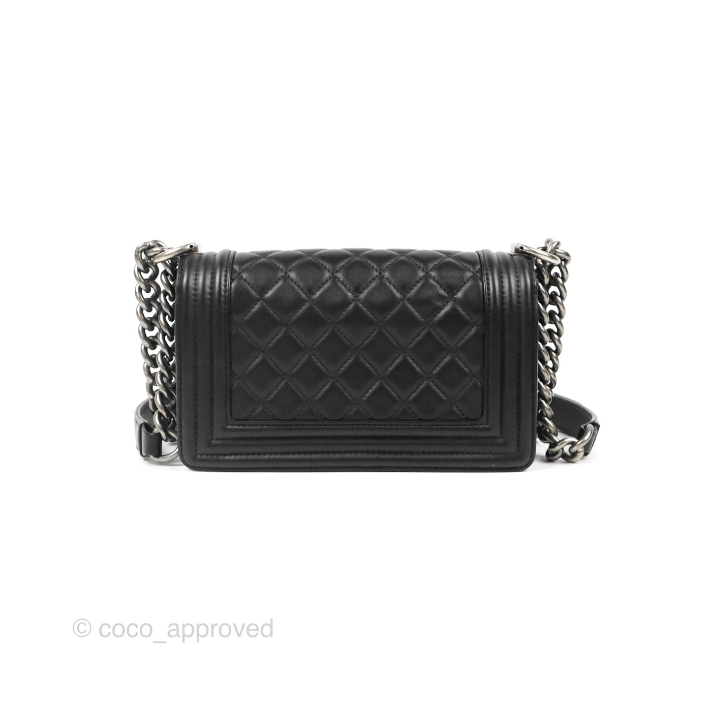 Chanel Small Boy Black Calfskin Ruthenium Hardware