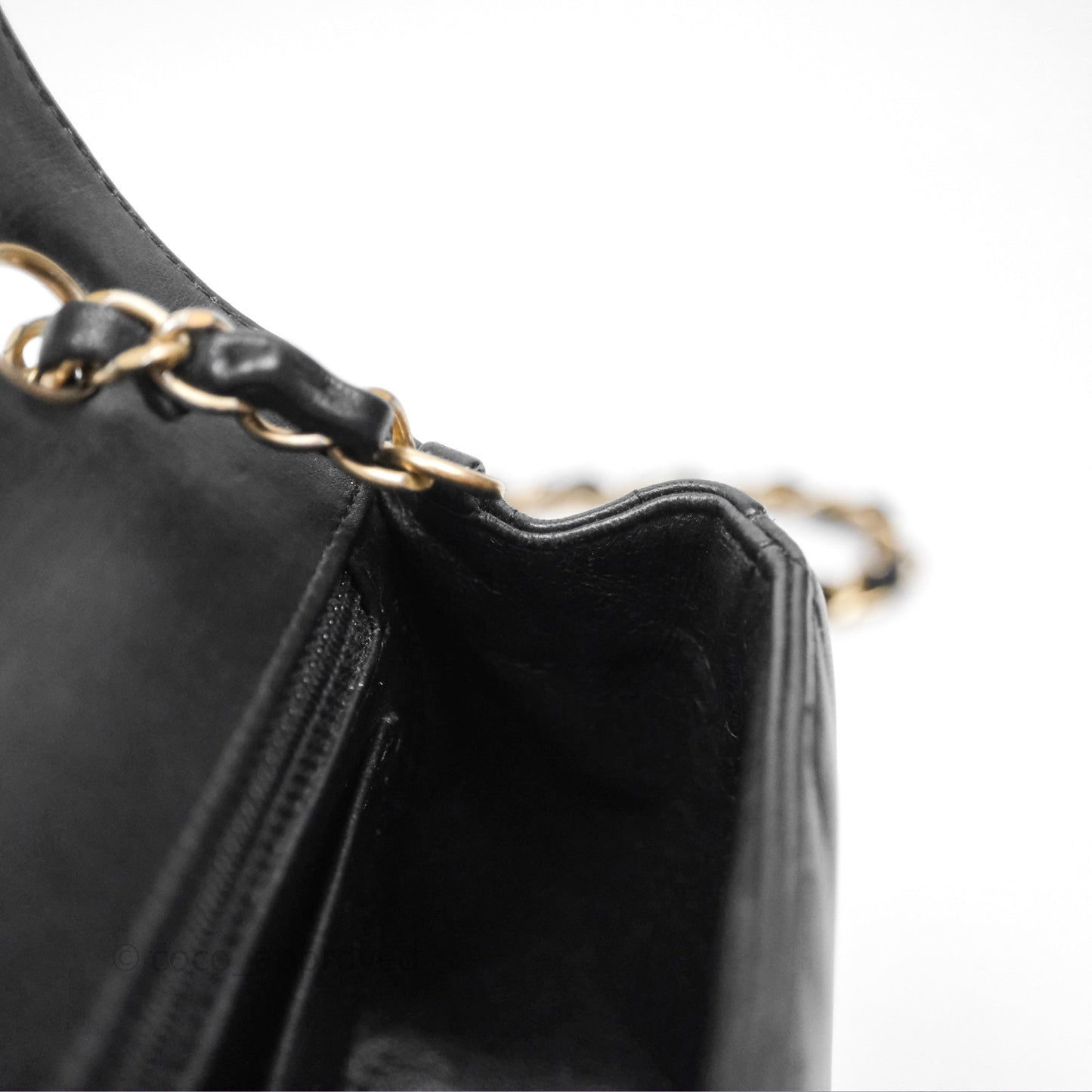 Chanel Mini Rectangular Chevron Black Lambskin Aged Gold Hardware
