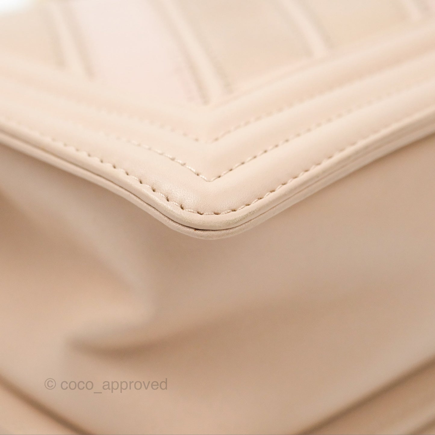 Chanel Chevron Medium Boy Beige Pink Suede Calfskin Aged Gold Hardware
