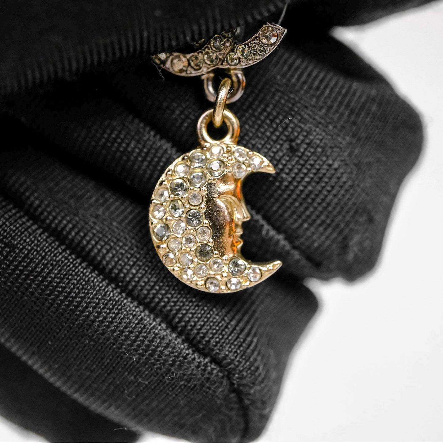 Chanel CC Crystals Moon Star Drop Earrings 17B