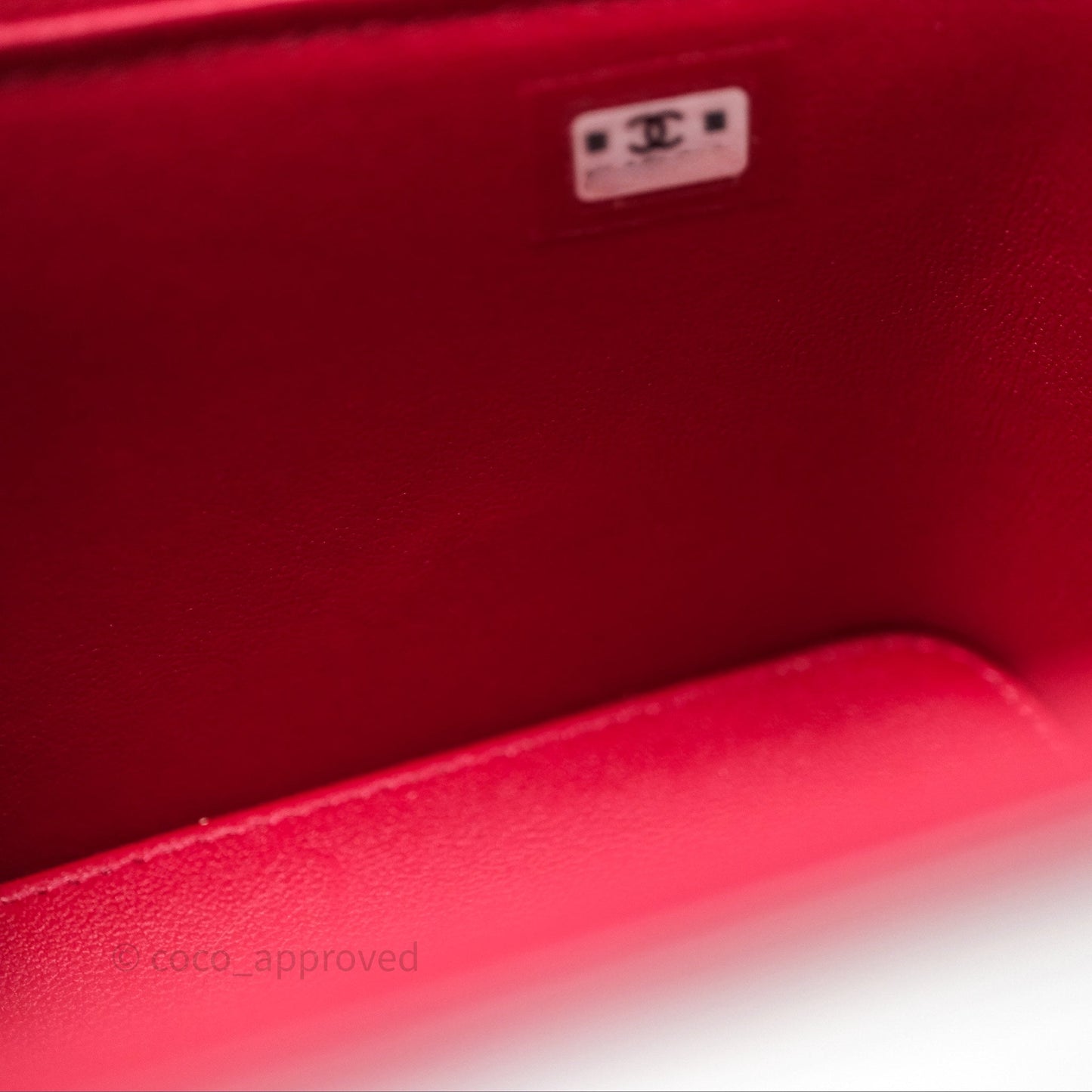 Chanel Logo Top Handle Vanity Rectangular Red Light Gold Hardware