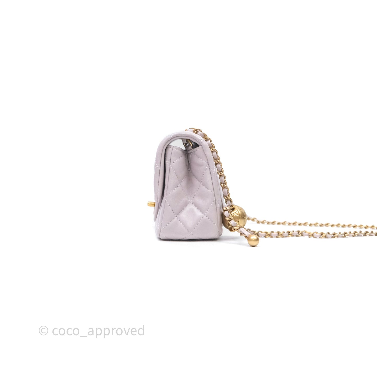 Chanel Mini Rectangular Pearl Crush Lilac Lambskin Aged Gold Hardware
