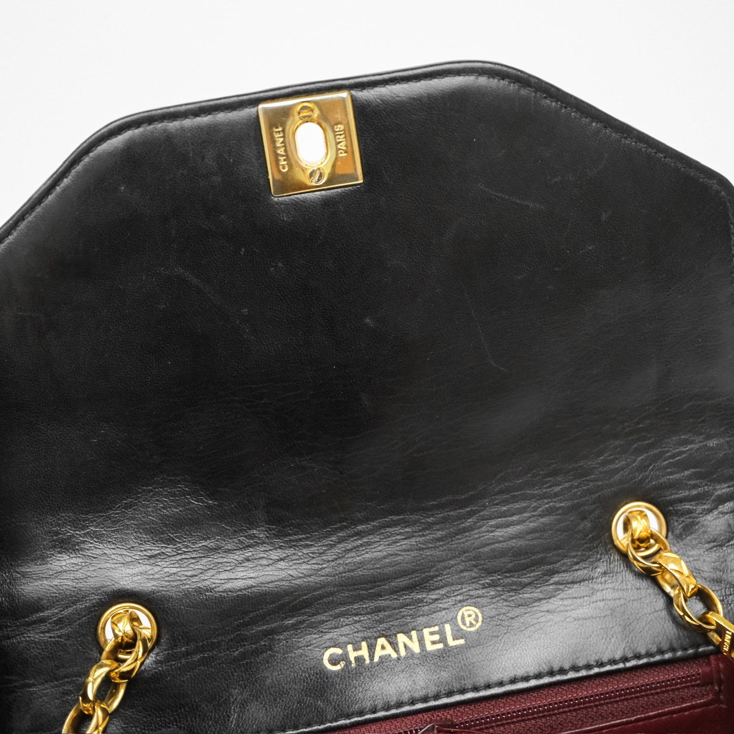 Chanel Vintage Small Diana Flap Black Lambskin 24K Gold Hardware