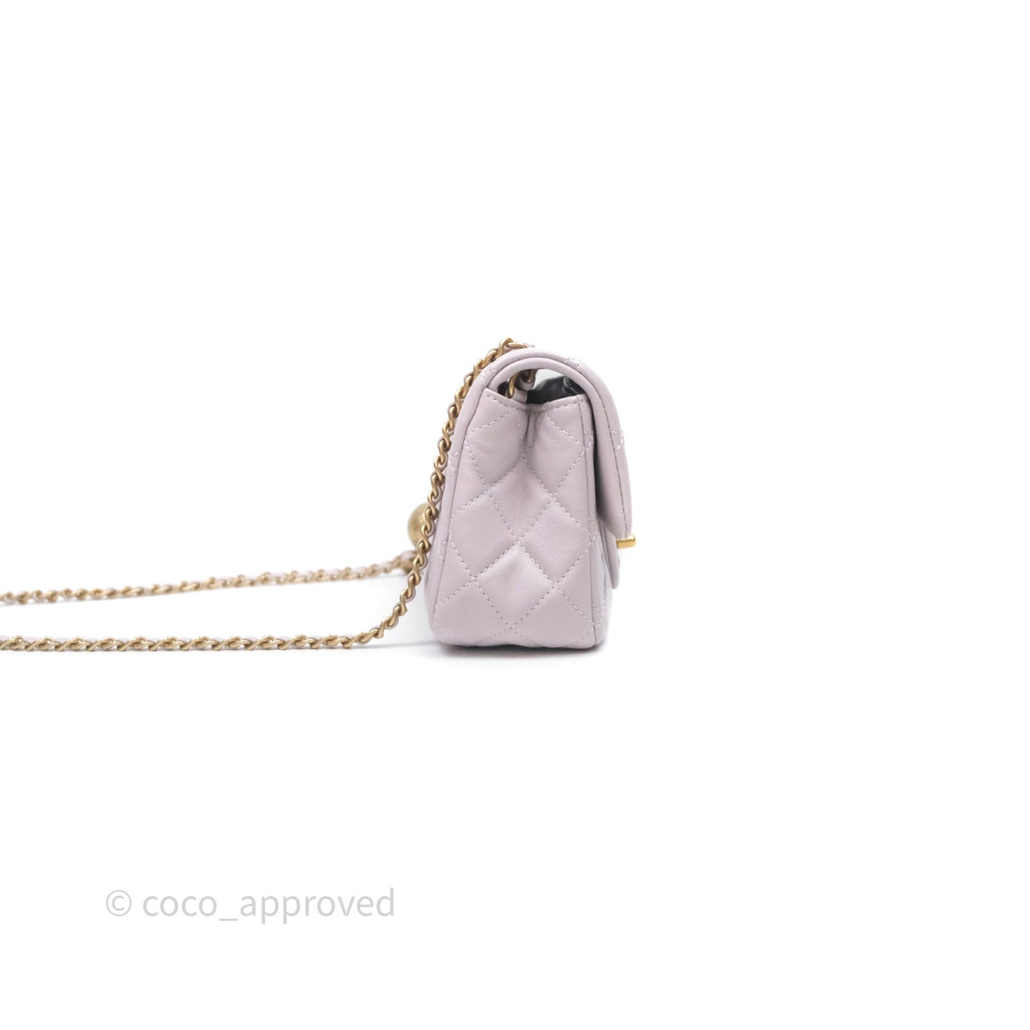 Chanel Mini Rectangular Pearl Crush Lilac Lambskin Aged Gold Hardware