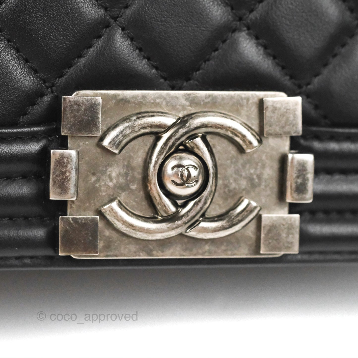 Chanel Small Boy Black Calfskin Ruthenium Hardware