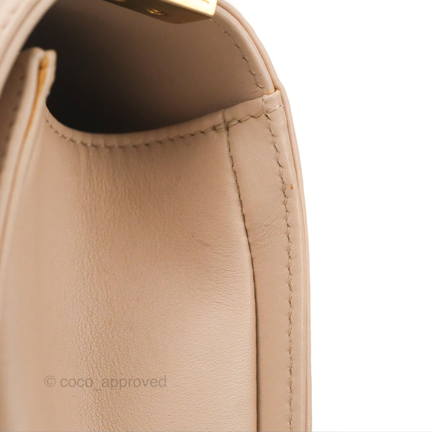 Chanel Chevron Medium Boy Beige Pink Suede Calfskin Aged Gold Hardware