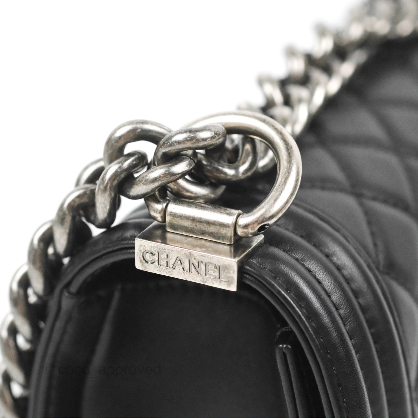 Chanel Small Boy Black Calfskin Ruthenium Hardware