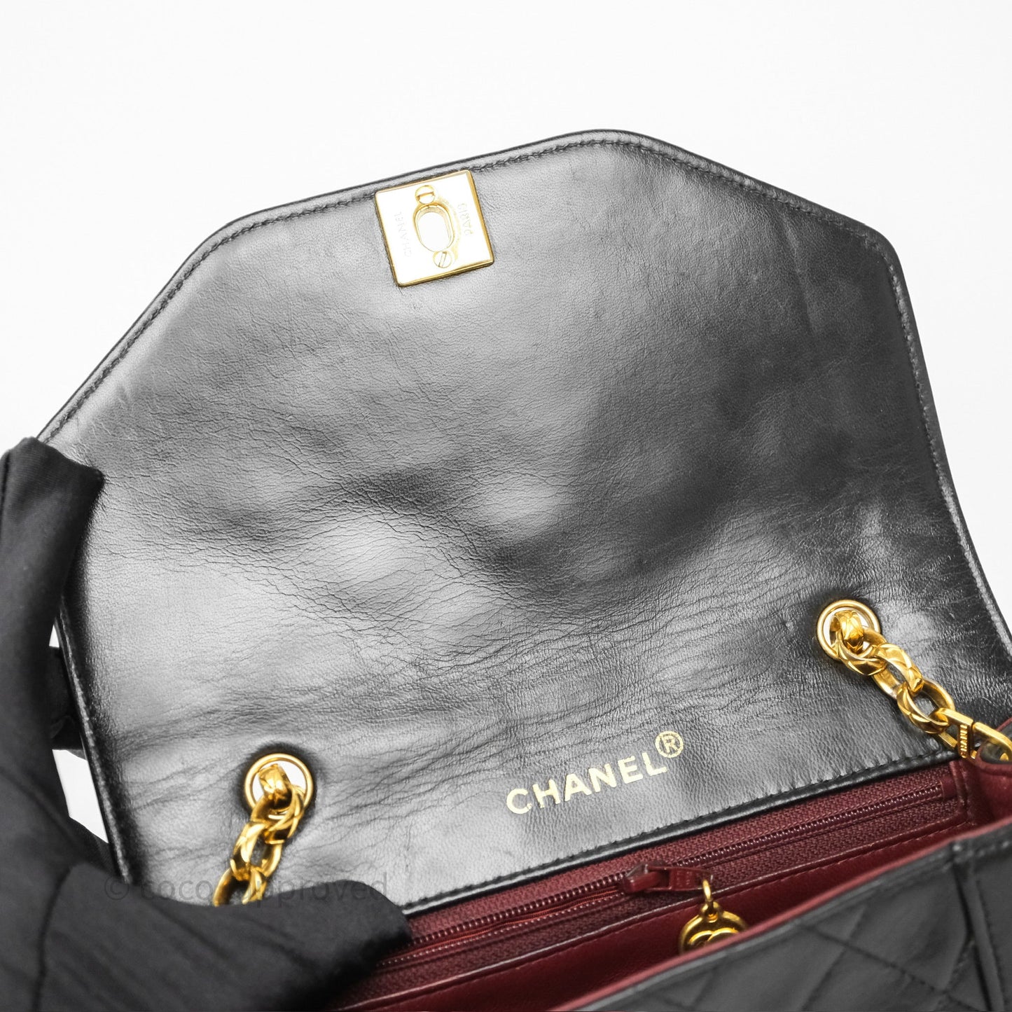 Chanel Vintage Small Diana Flap Black Lambskin 24K Gold Hardware