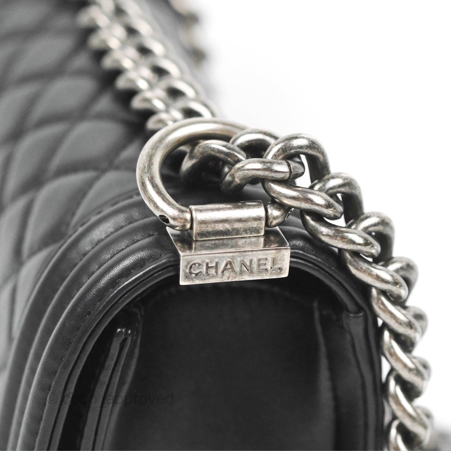 Chanel Small Boy Black Calfskin Ruthenium Hardware