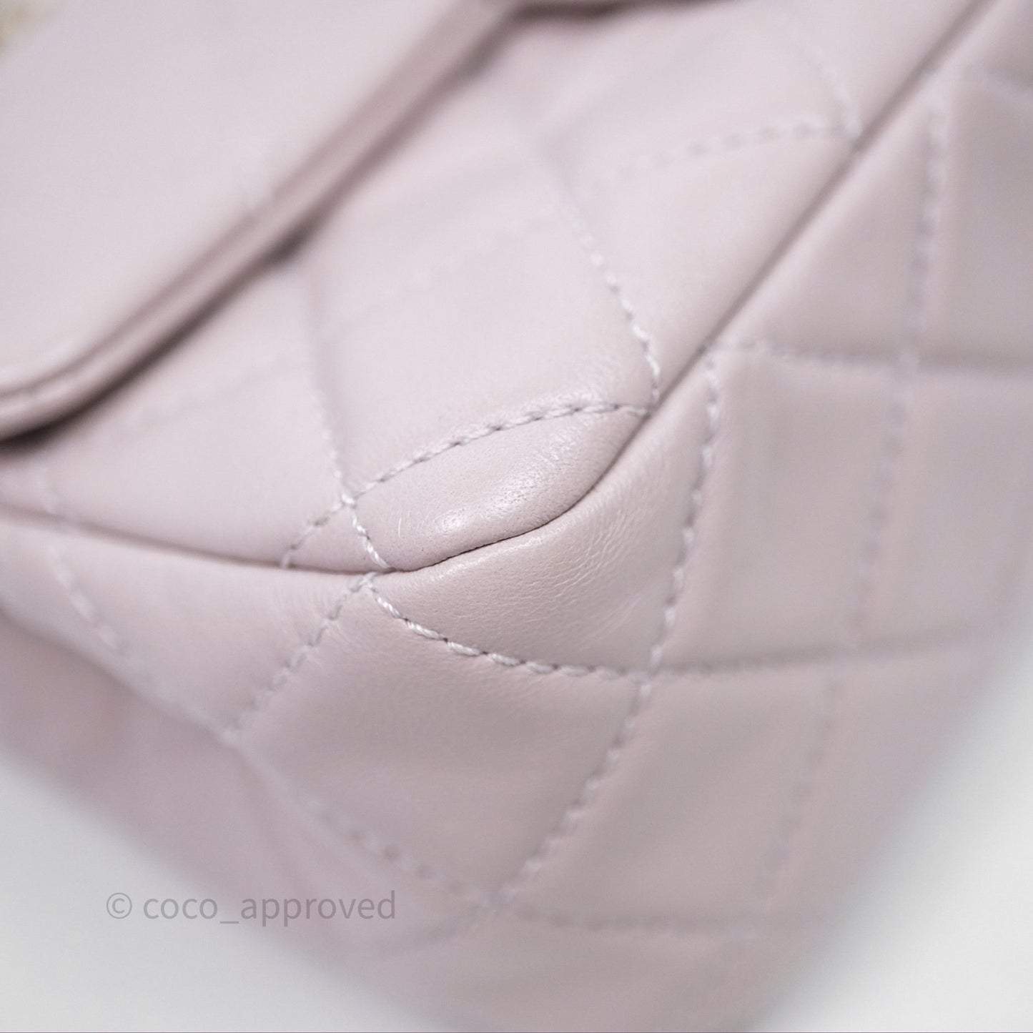 Chanel Mini Rectangular Pearl Crush Lilac Lambskin Aged Gold Hardware
