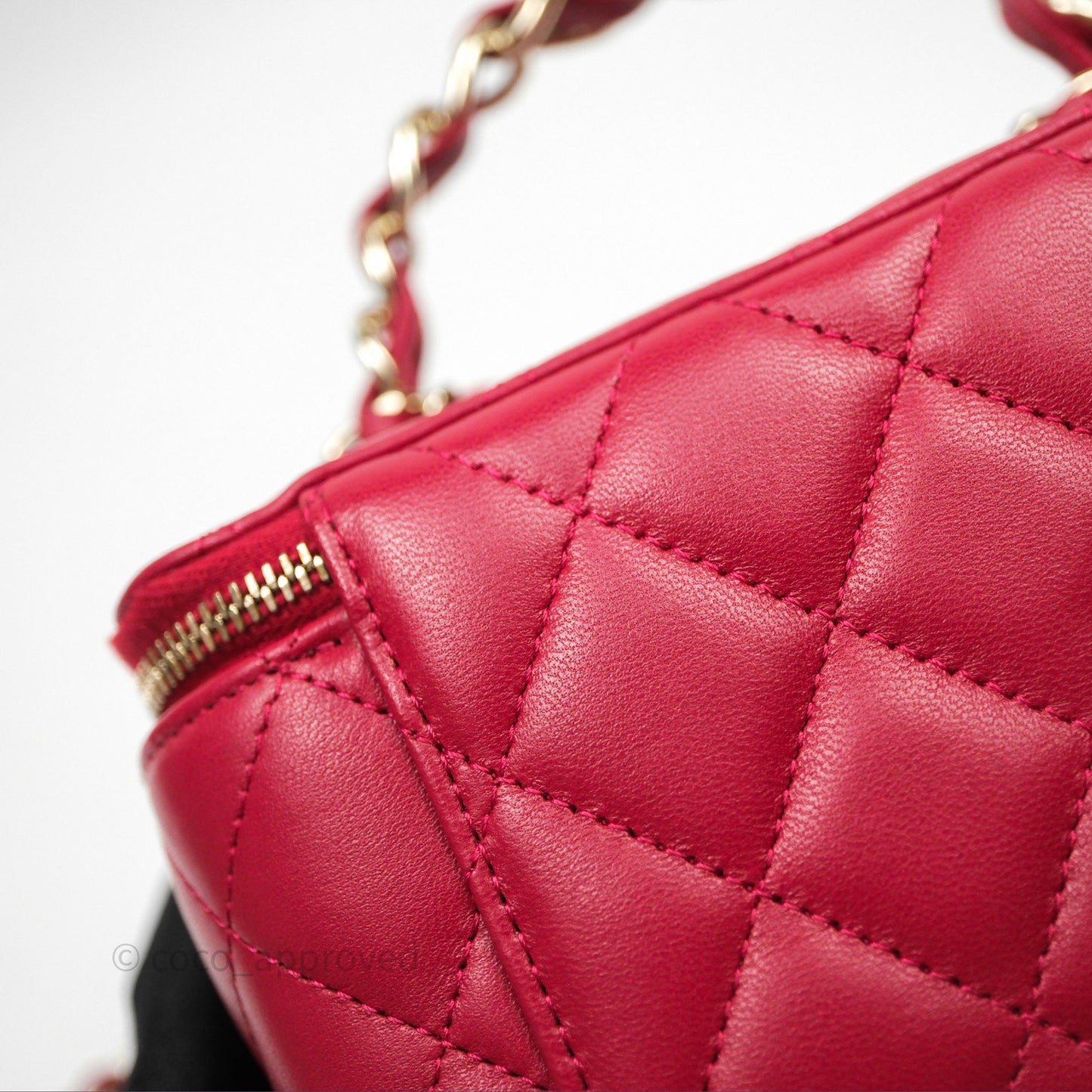 Chanel Logo Top Handle Vanity Rectangular Red Light Gold Hardware