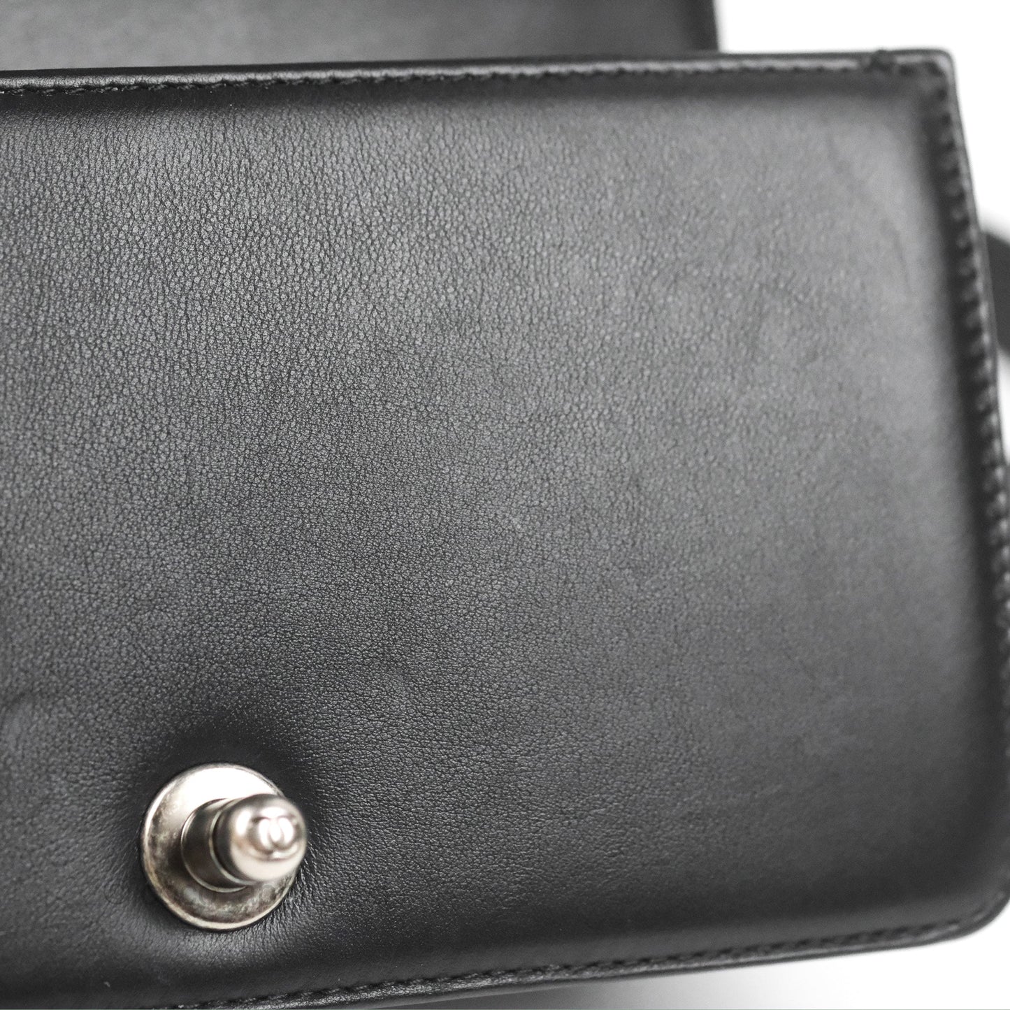 Chanel Small Boy Black Calfskin Ruthenium Hardware