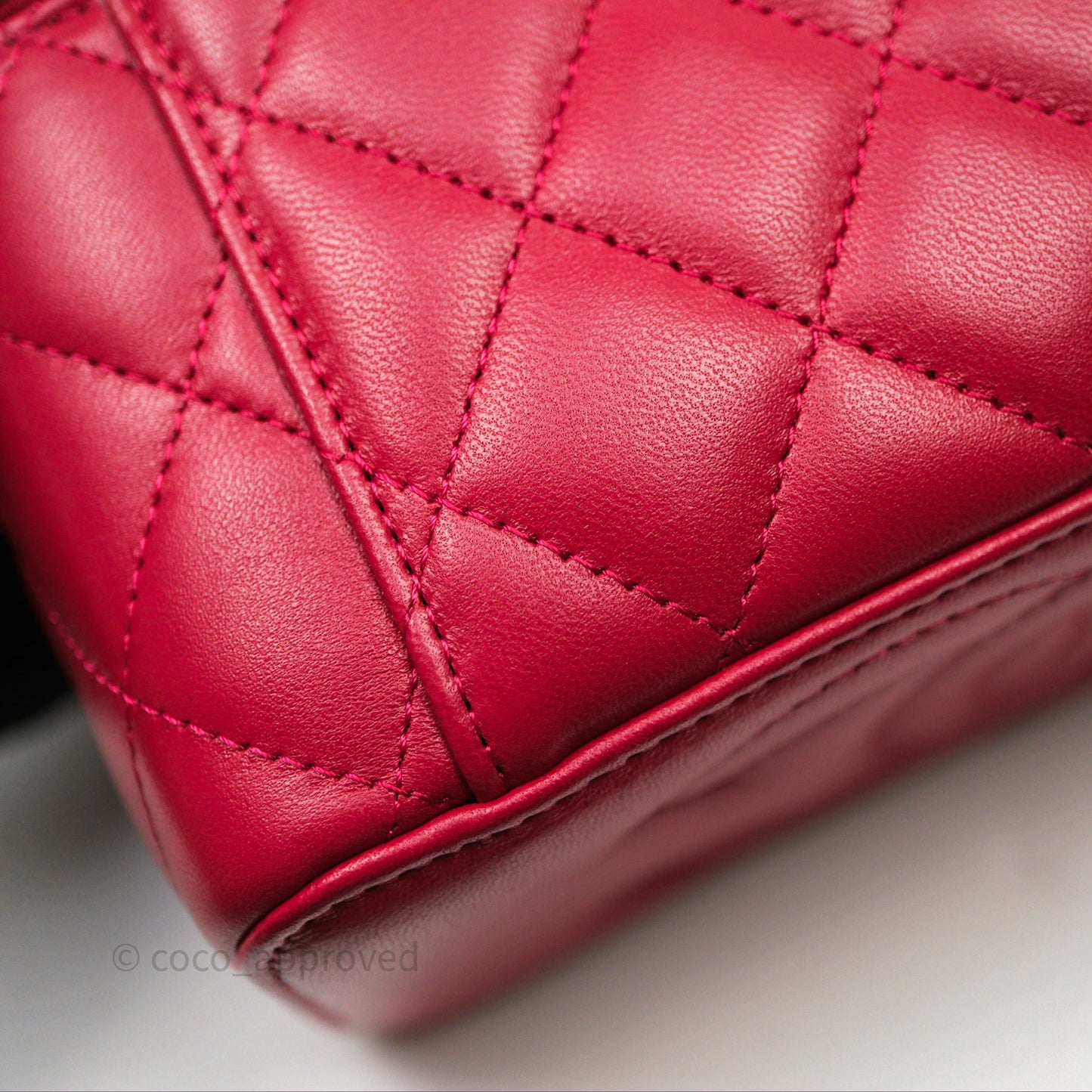 Chanel Logo Top Handle Vanity Rectangular Red Light Gold Hardware