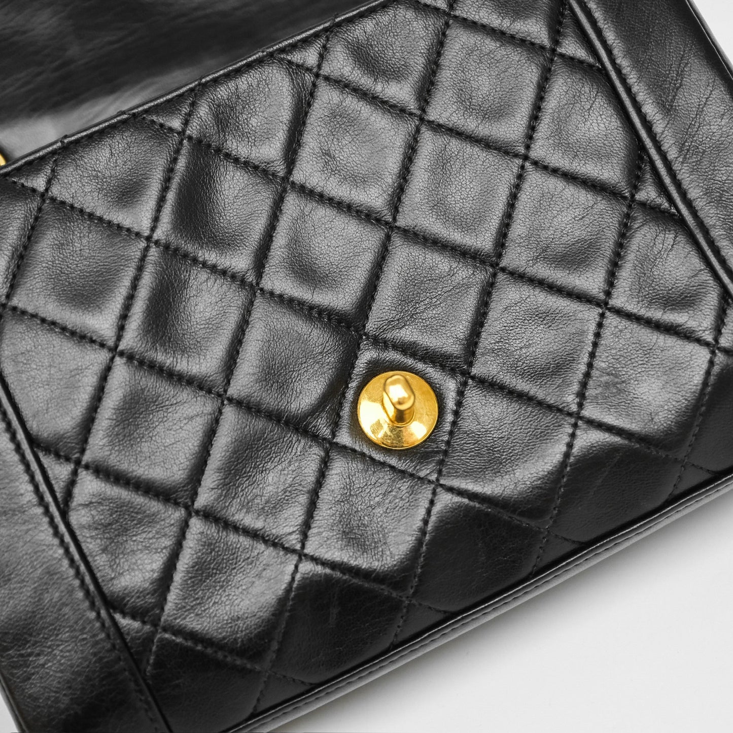 Chanel Vintage Small Diana Flap Black Lambskin 24K Gold Hardware