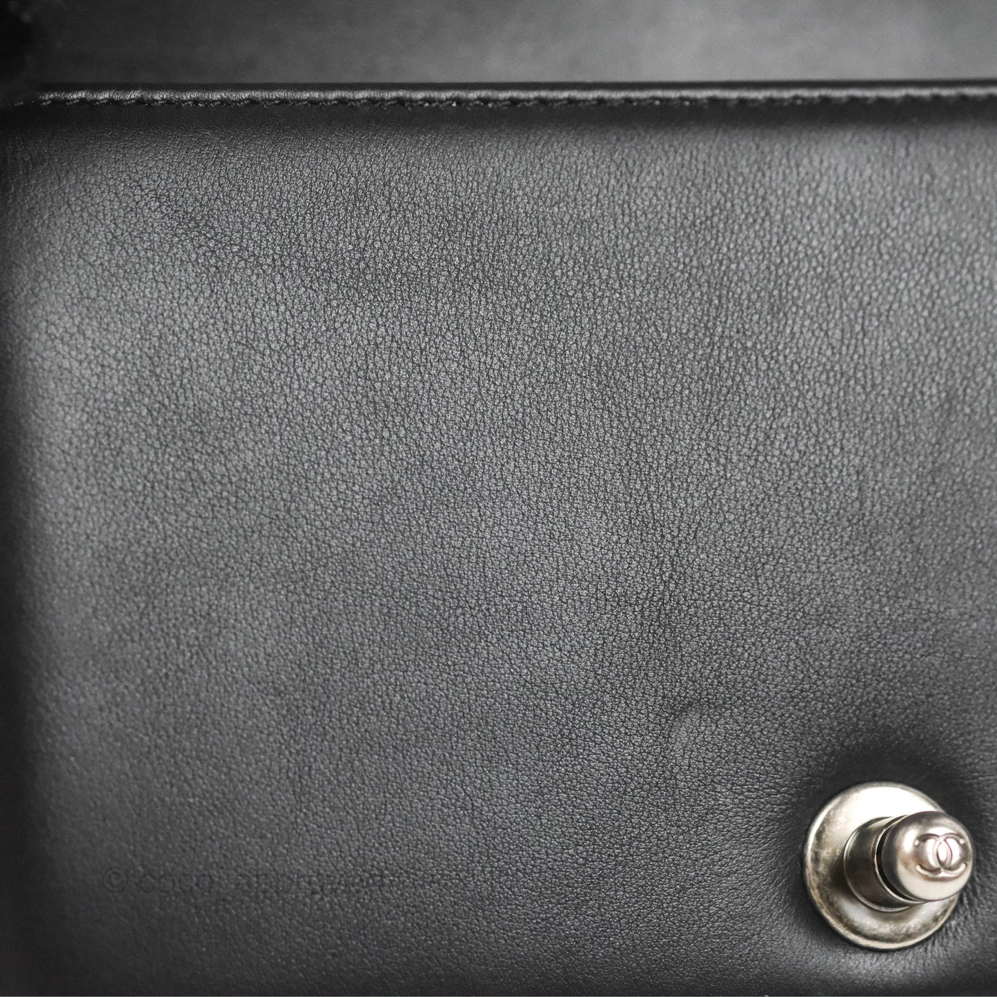 Chanel Small Boy Black Calfskin Ruthenium Hardware