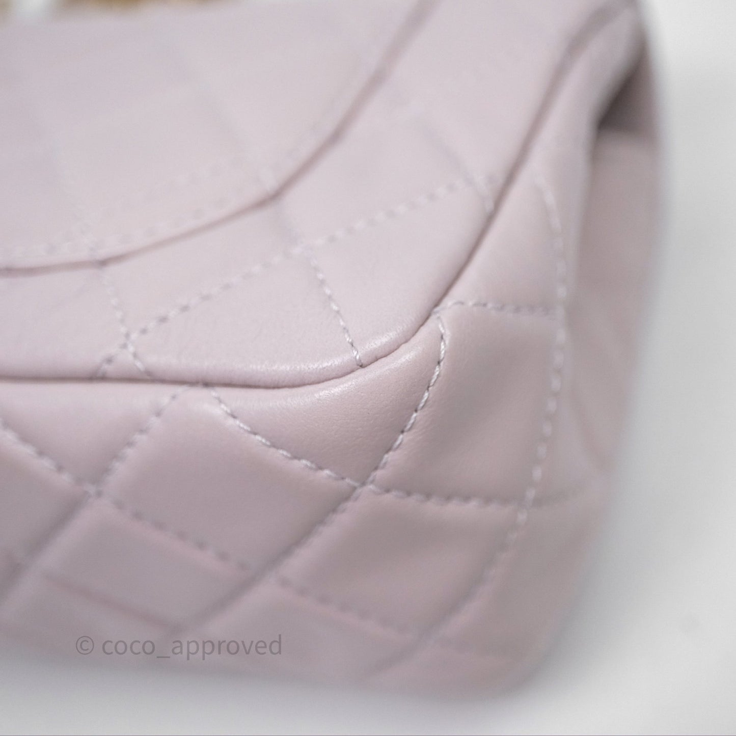 Chanel Mini Rectangular Pearl Crush Lilac Lambskin Aged Gold Hardware