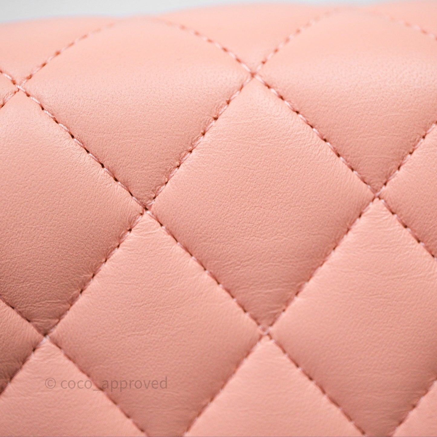 Chanel Mini Square Quilted Peach Lambskin Gold Hardware