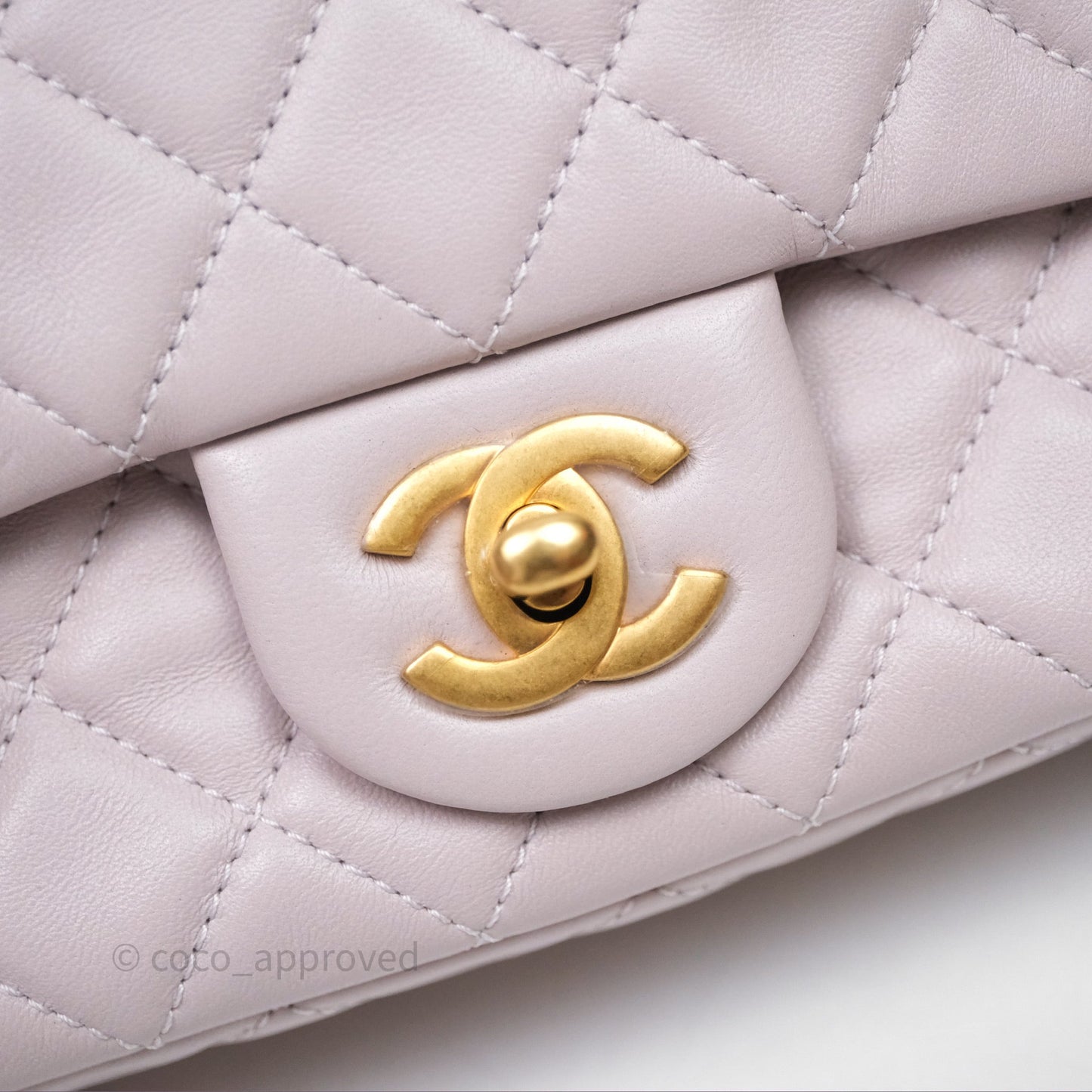 Chanel Mini Rectangular Pearl Crush Lilac Lambskin Aged Gold Hardware