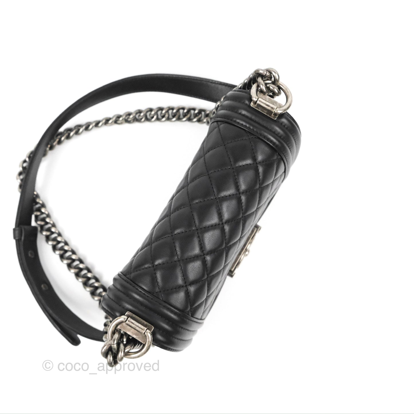 Chanel Small Boy Black Calfskin Ruthenium Hardware