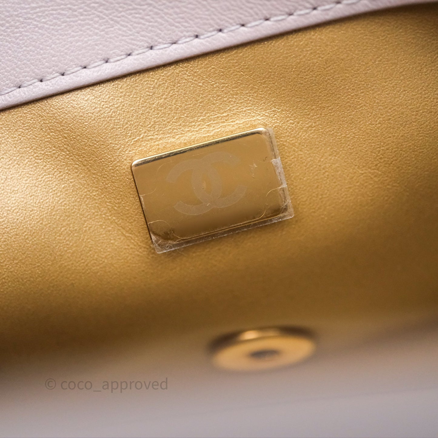Chanel Mini Rectangular Pearl Crush Lilac Lambskin Aged Gold Hardware