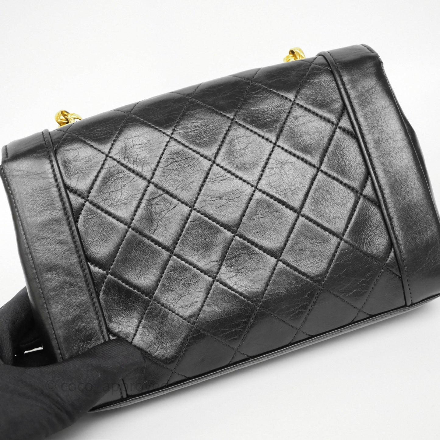 Chanel Vintage Small Diana Flap Black Lambskin 24K Gold Hardware