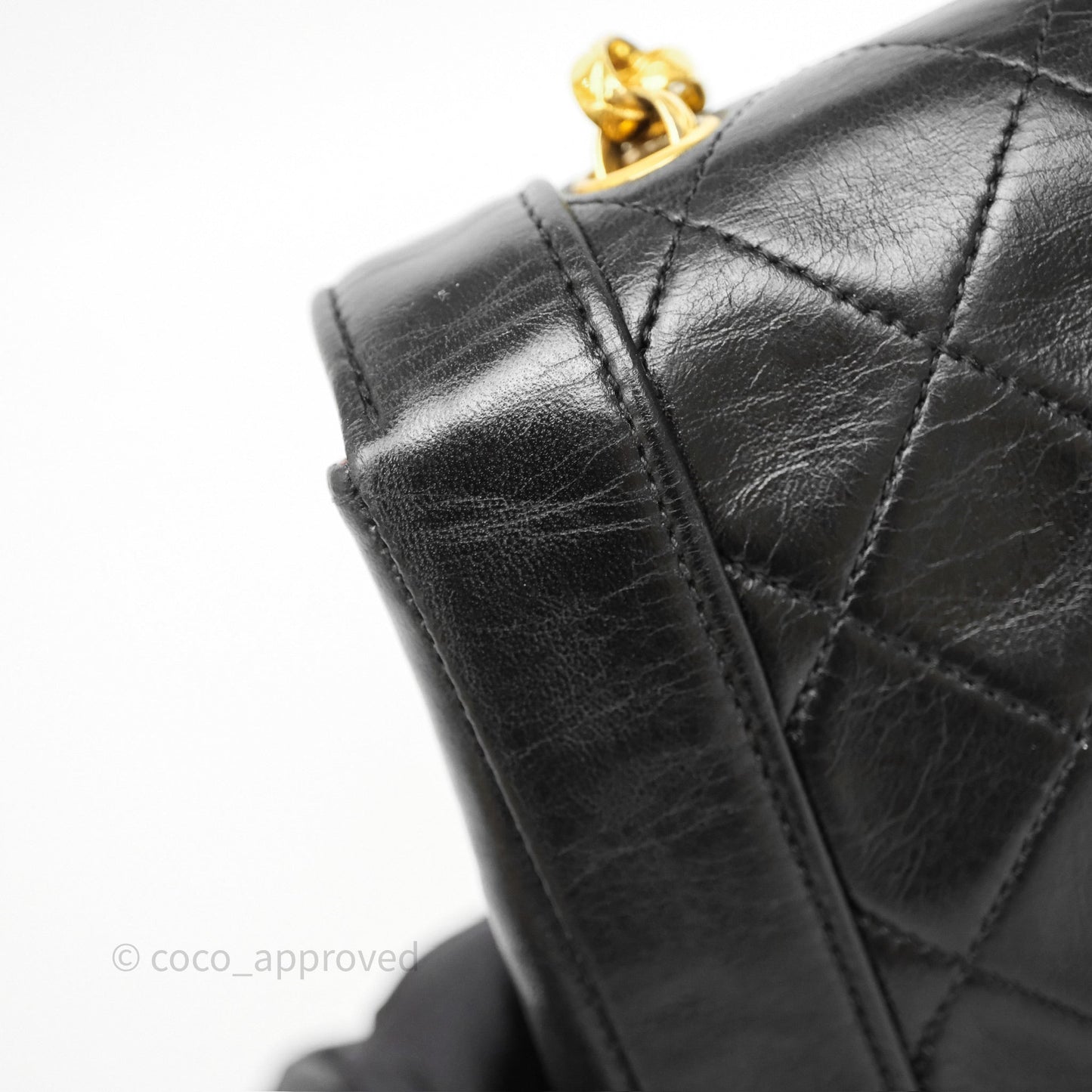 Chanel Vintage Small Diana Flap Black Lambskin 24K Gold Hardware