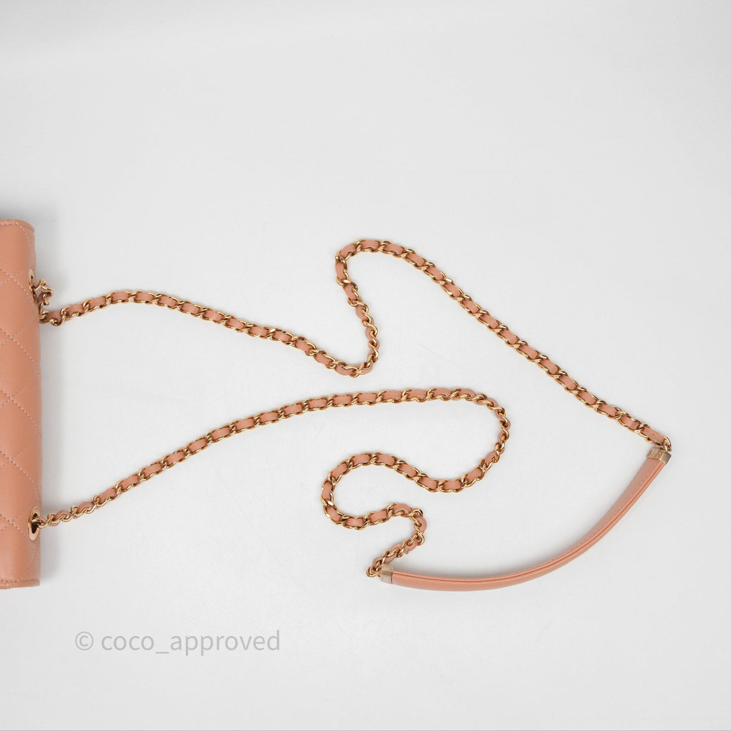 Chanel Quilted Frame Wallet On Chain WOC Beige Lambskin Rose Gold Hardware
