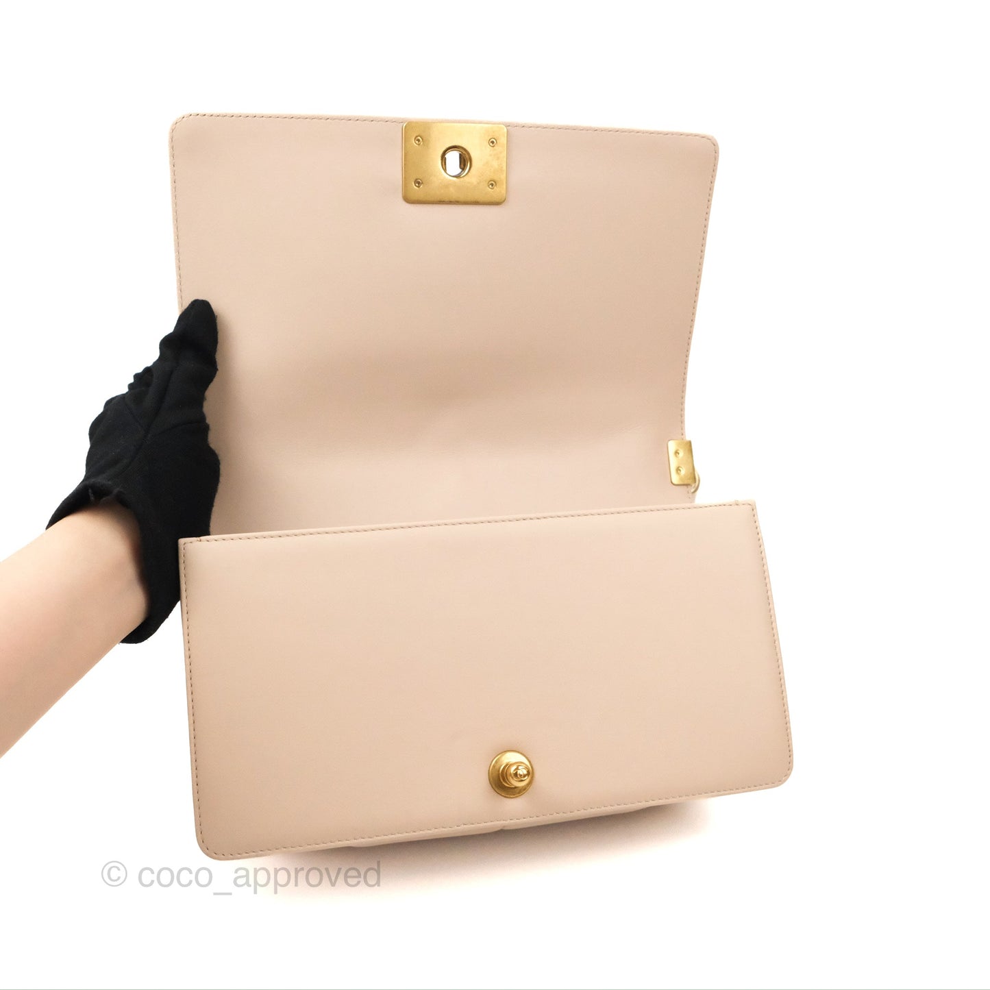 Chanel Chevron Medium Boy Beige Pink Suede Calfskin Aged Gold Hardware