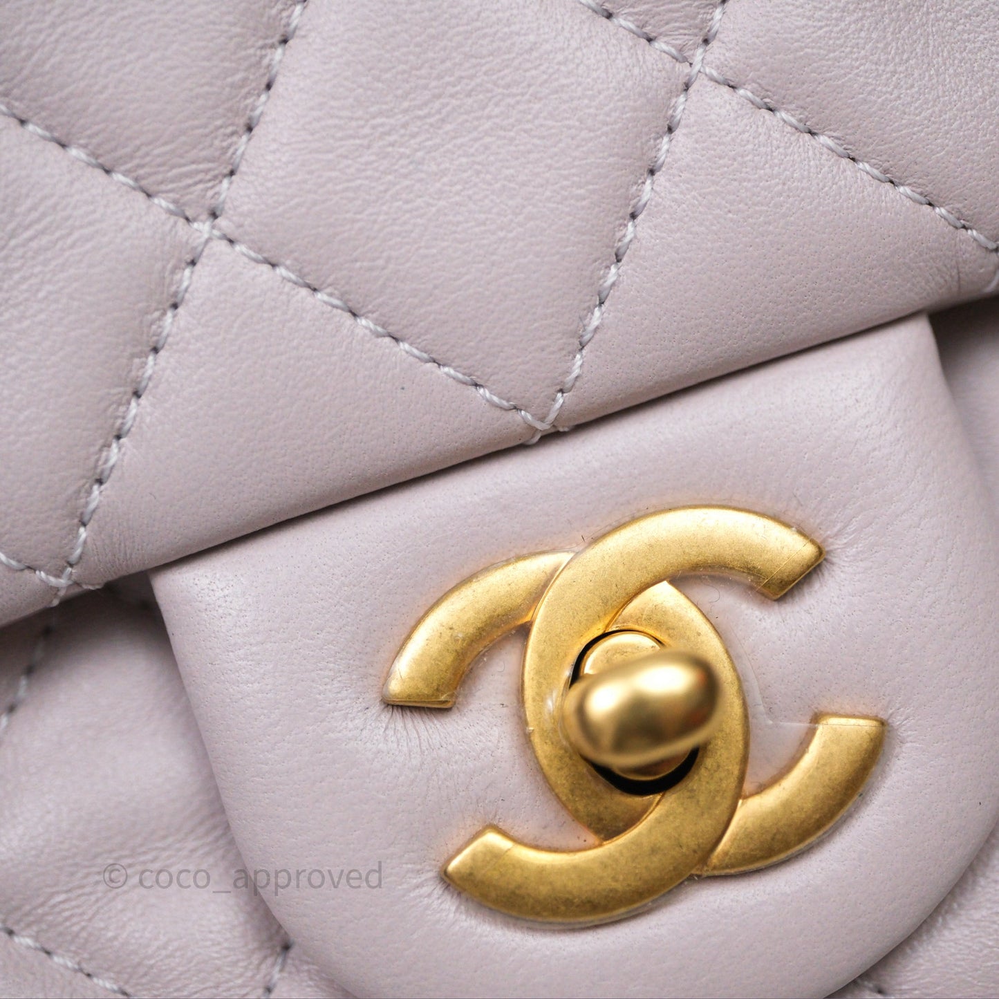 Chanel Mini Rectangular Pearl Crush Lilac Lambskin Aged Gold Hardware