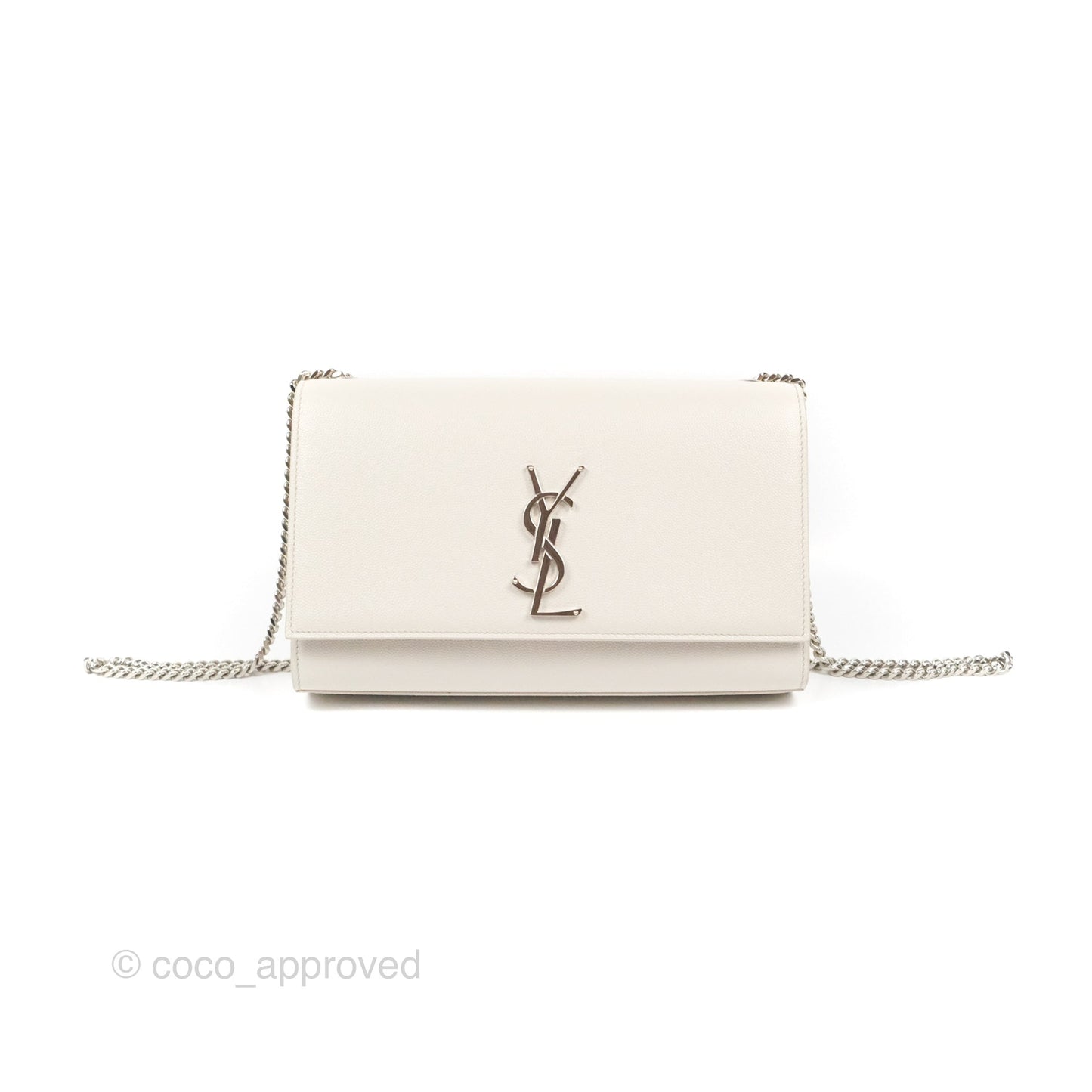 Saint Laurent Medium Classic Monogram Kate White Grained Calfskin