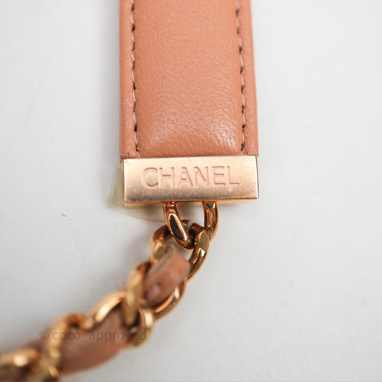 Chanel Quilted Frame Wallet On Chain WOC Beige Lambskin Rose Gold Hardware
