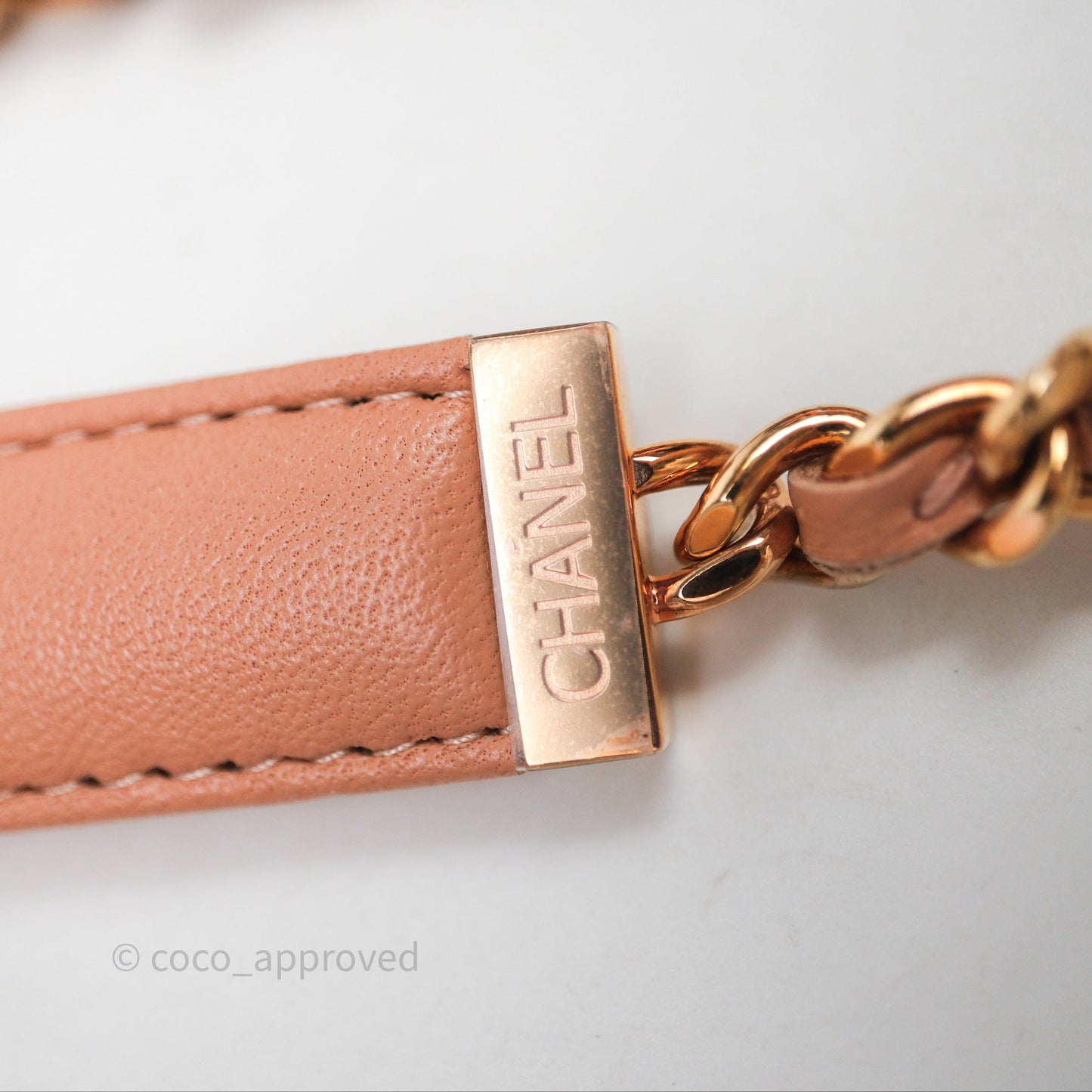 Chanel Quilted Frame Wallet On Chain WOC Beige Lambskin Rose Gold Hardware