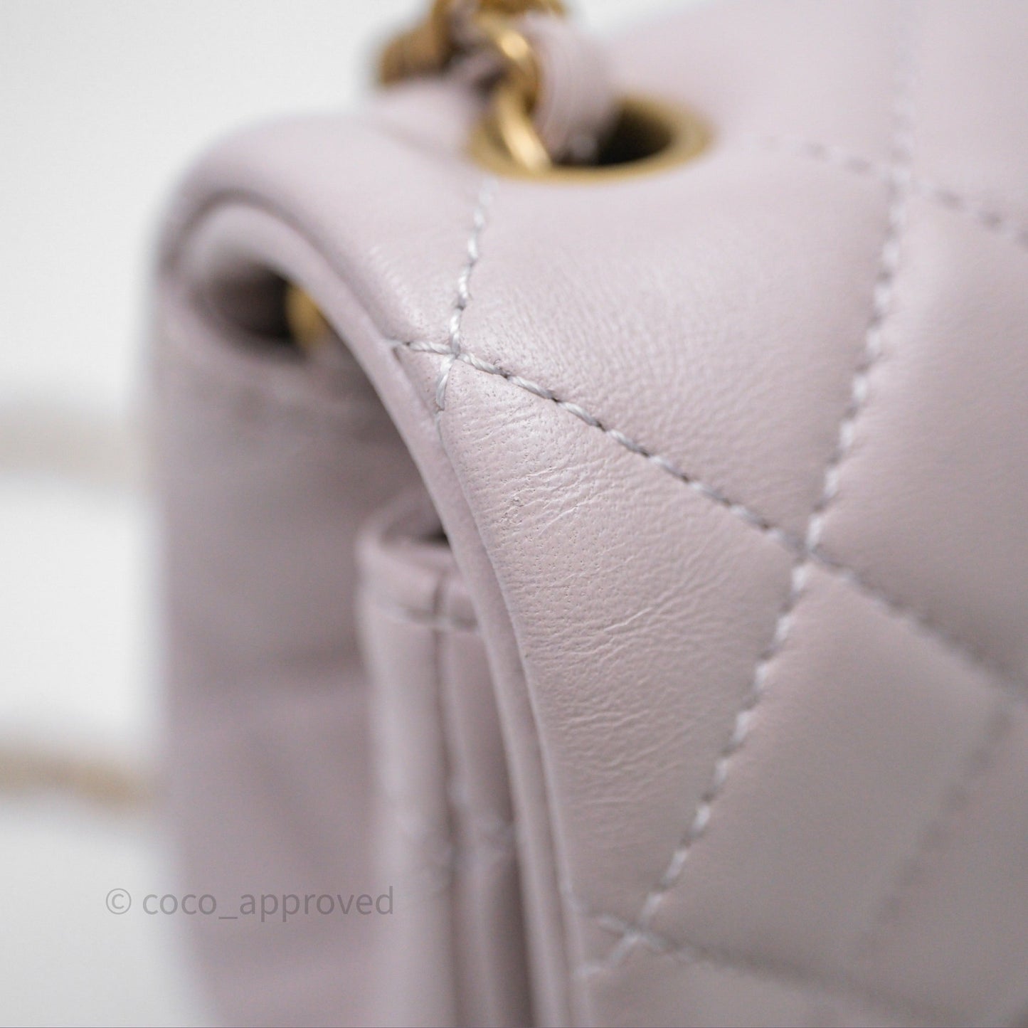 Chanel Mini Rectangular Pearl Crush Lilac Lambskin Aged Gold Hardware