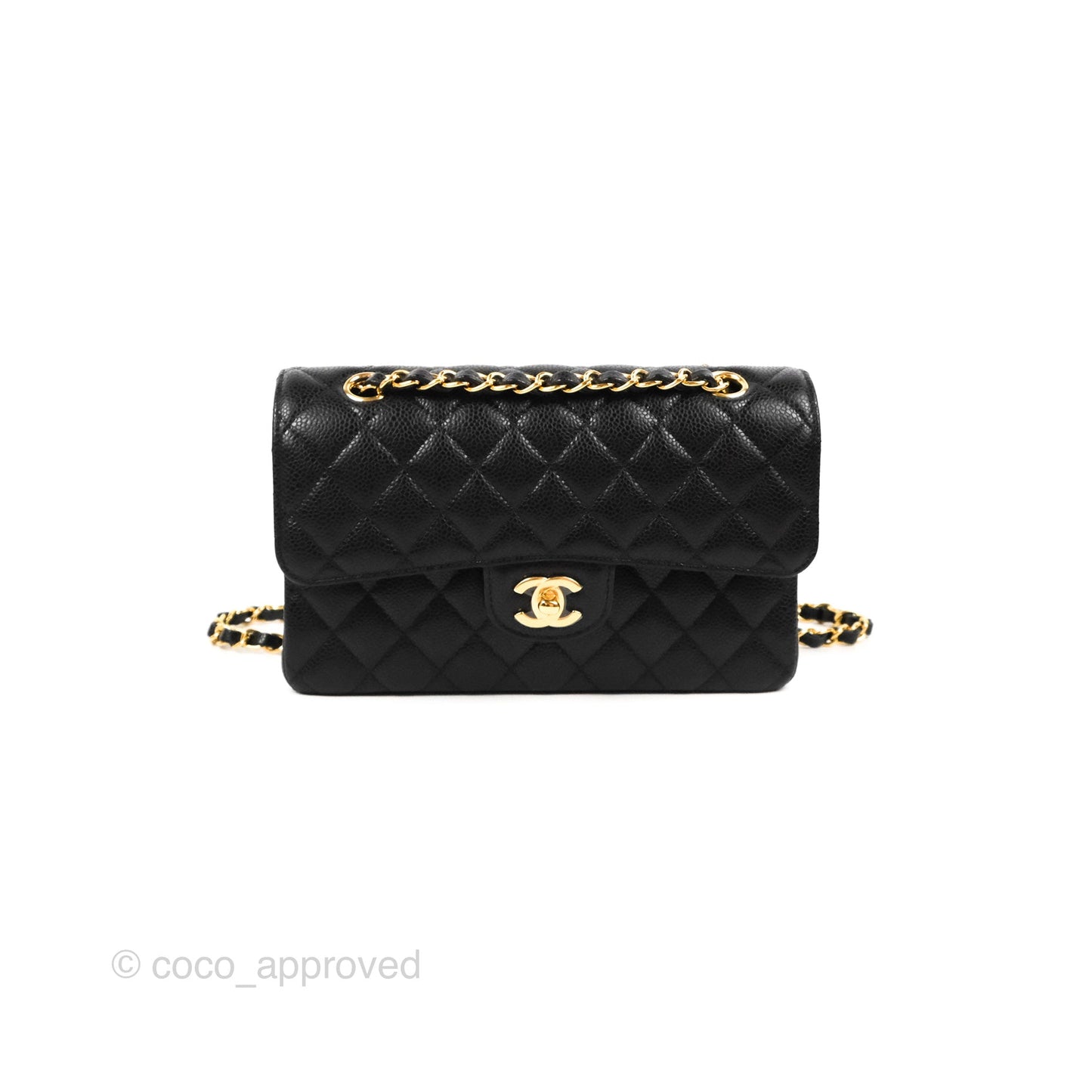 Chanel Small Classic Quilted Flap Black Caviar Gold Hardware