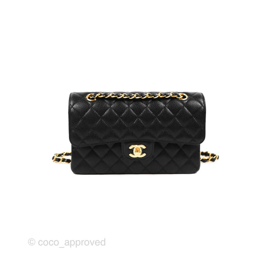 Chanel Small Classic Quilted Flap Black Caviar Gold Hardware