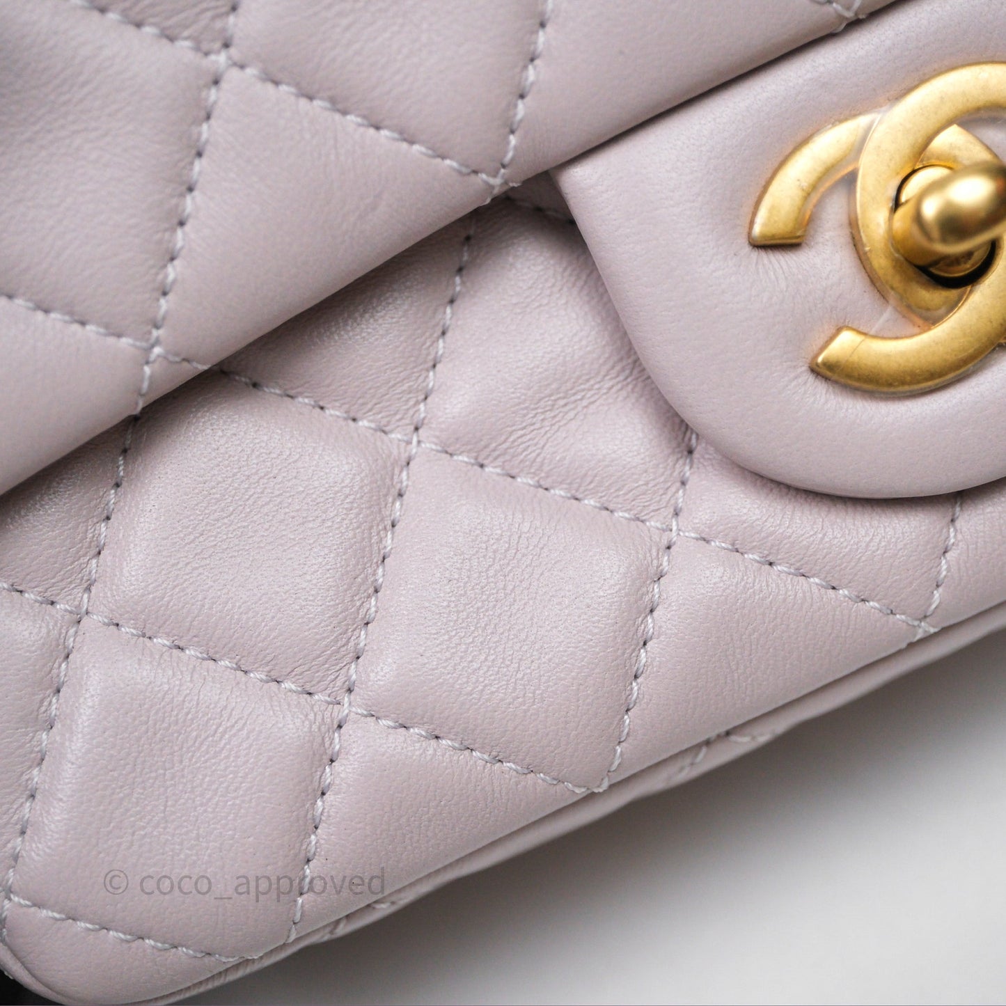 Chanel Mini Rectangular Pearl Crush Lilac Lambskin Aged Gold Hardware