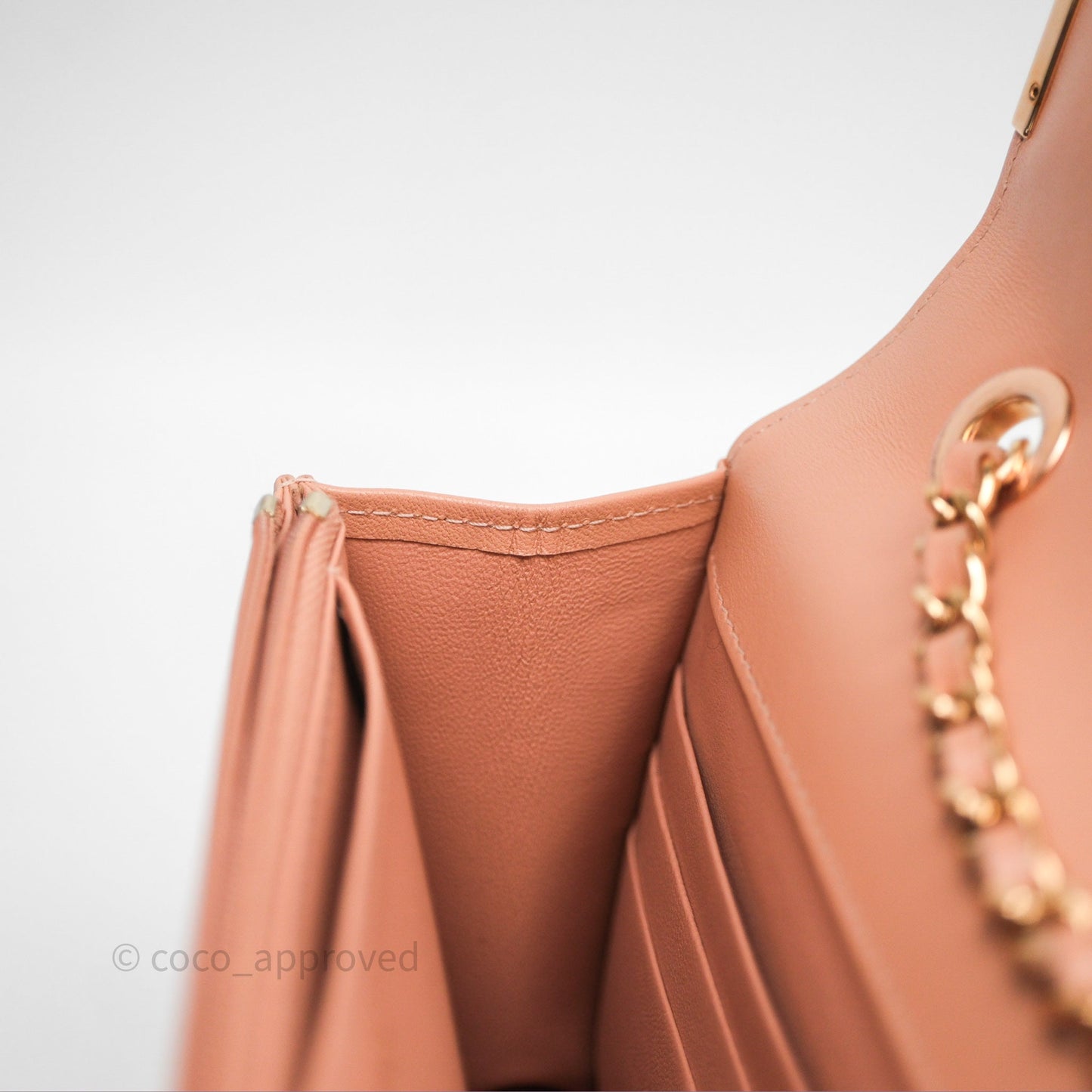 Chanel Quilted Frame Wallet On Chain WOC Beige Lambskin Rose Gold Hardware