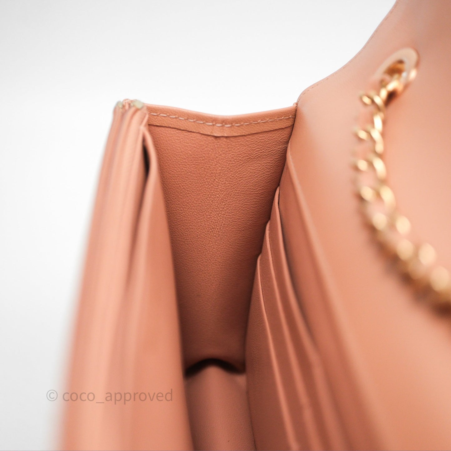 Chanel Quilted Frame Wallet On Chain WOC Beige Lambskin Rose Gold Hardware