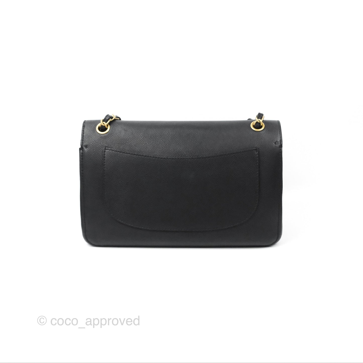 Chanel Pure Jumbo Double Flap Black Caviar Aged Gold Hardware
