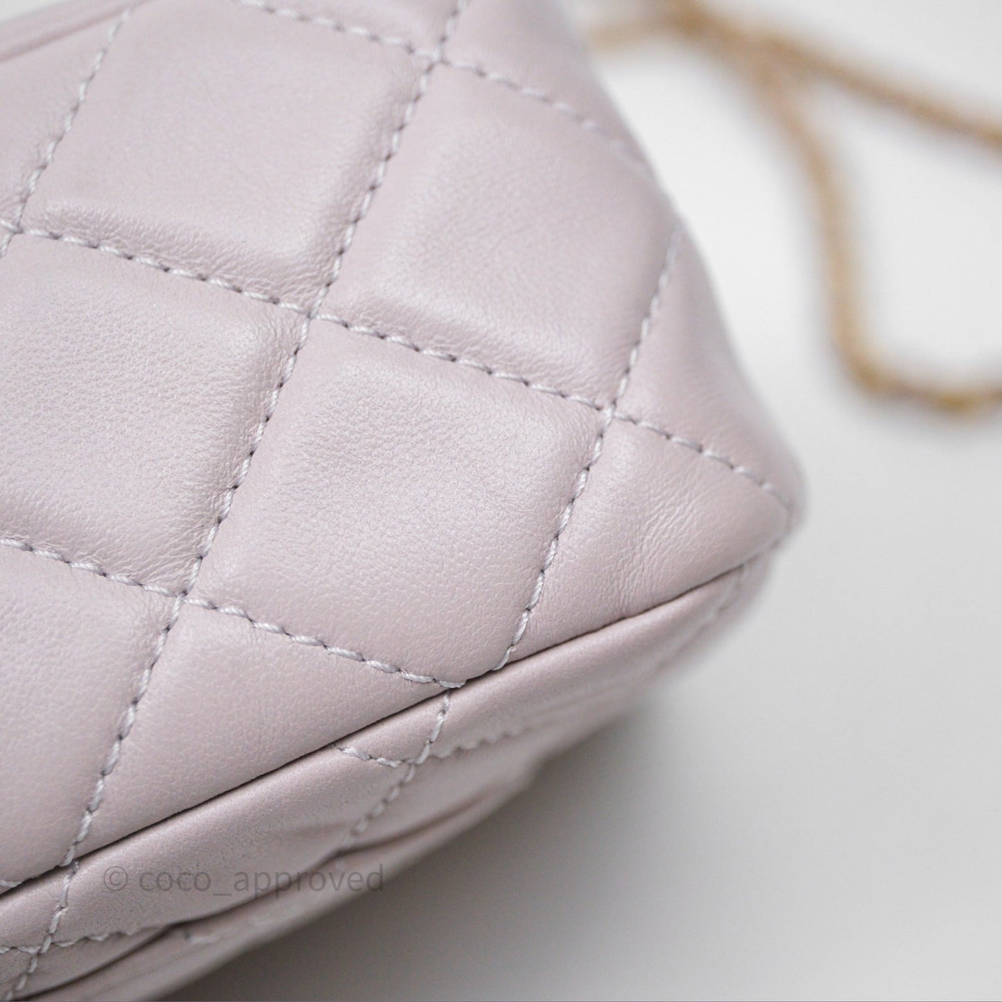Chanel Mini Rectangular Pearl Crush Lilac Lambskin Aged Gold Hardware