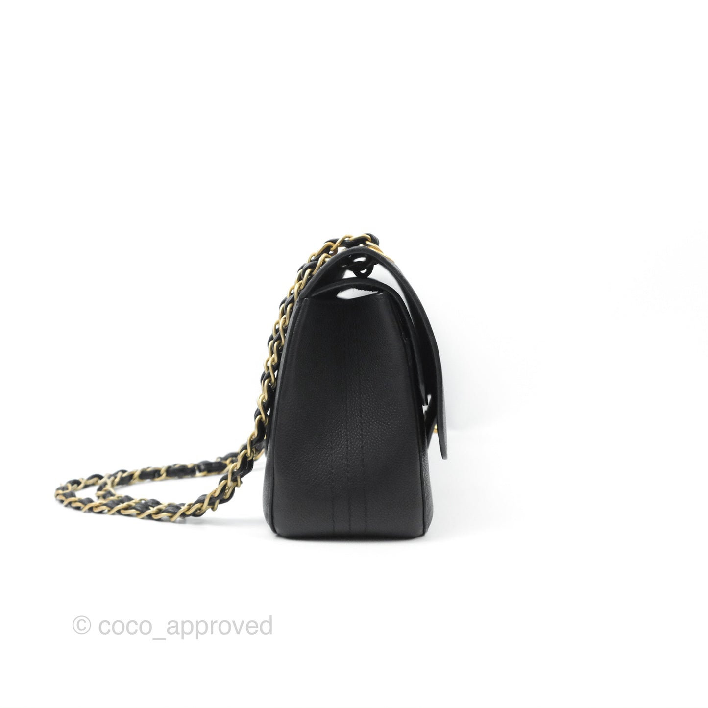 Chanel Pure Jumbo Double Flap Black Caviar Aged Gold Hardware