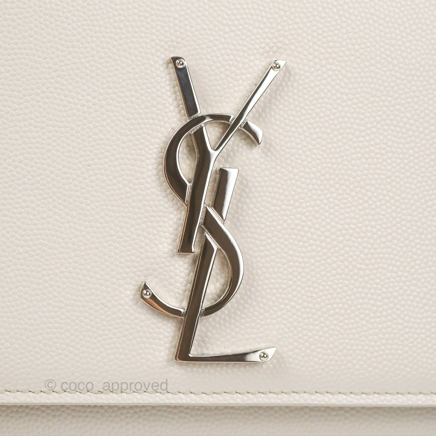 Saint Laurent Medium Classic Monogram Kate White Grained Calfskin