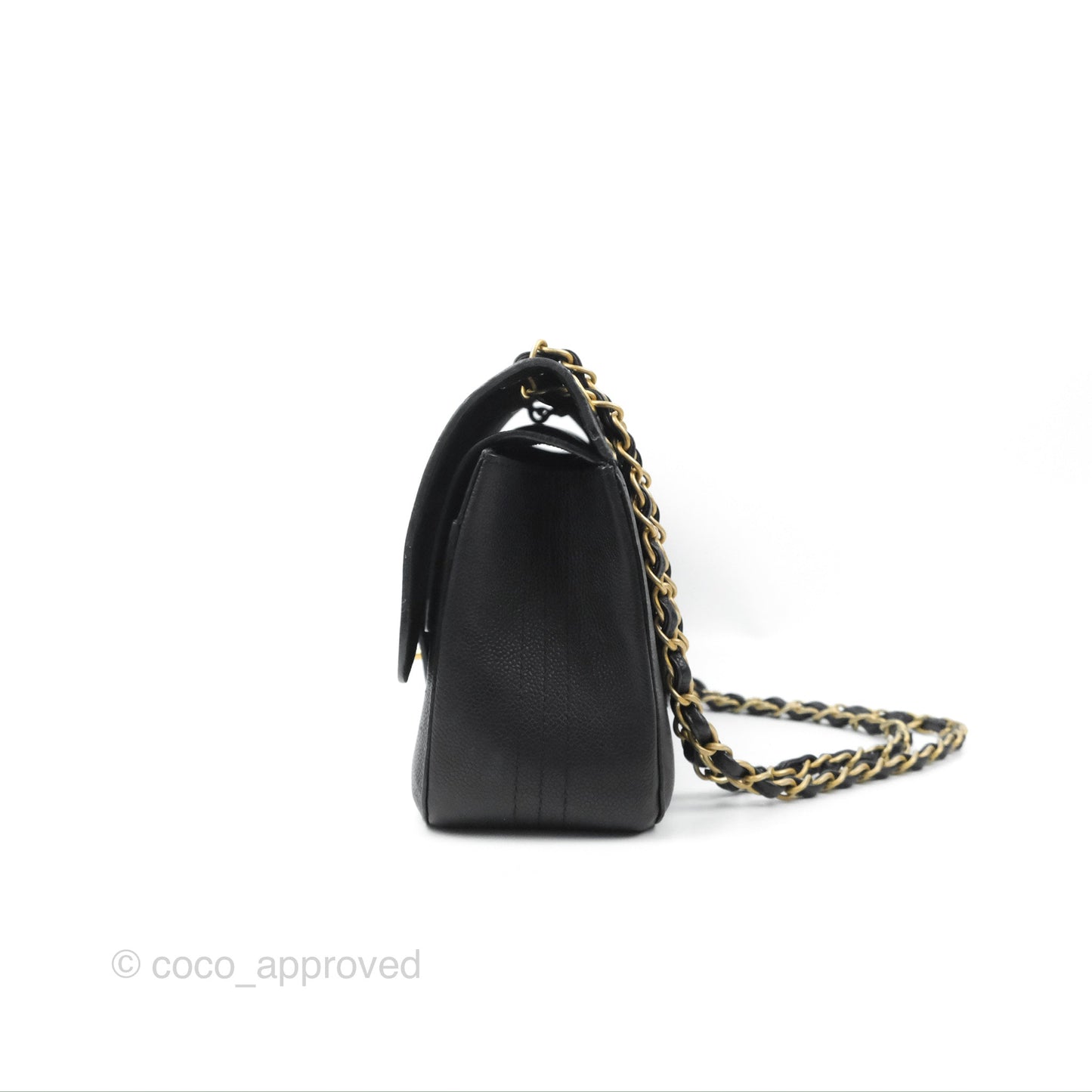 Chanel Pure Jumbo Double Flap Black Caviar Aged Gold Hardware