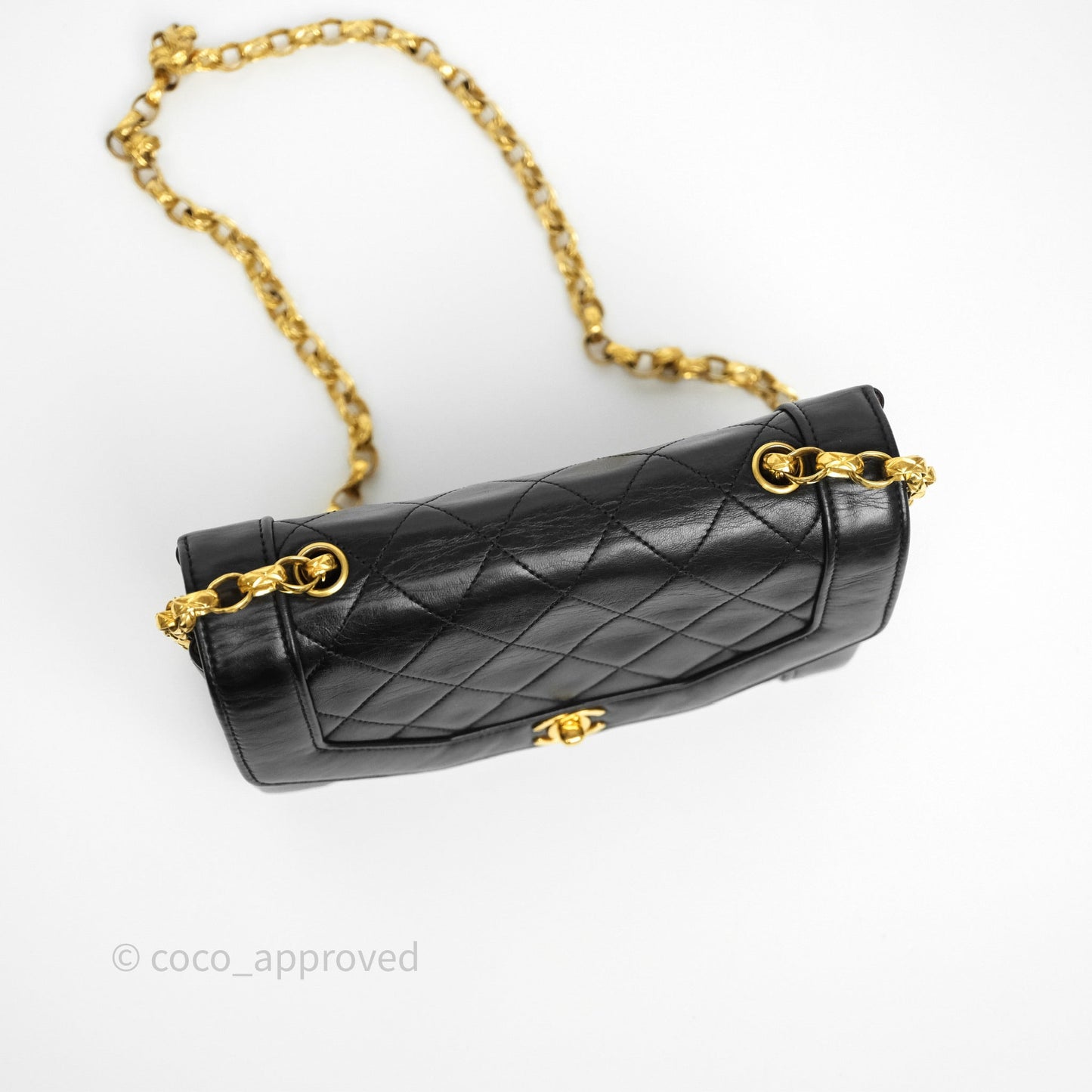 Chanel Vintage Small Diana Flap Black Lambskin 24K Gold Hardware