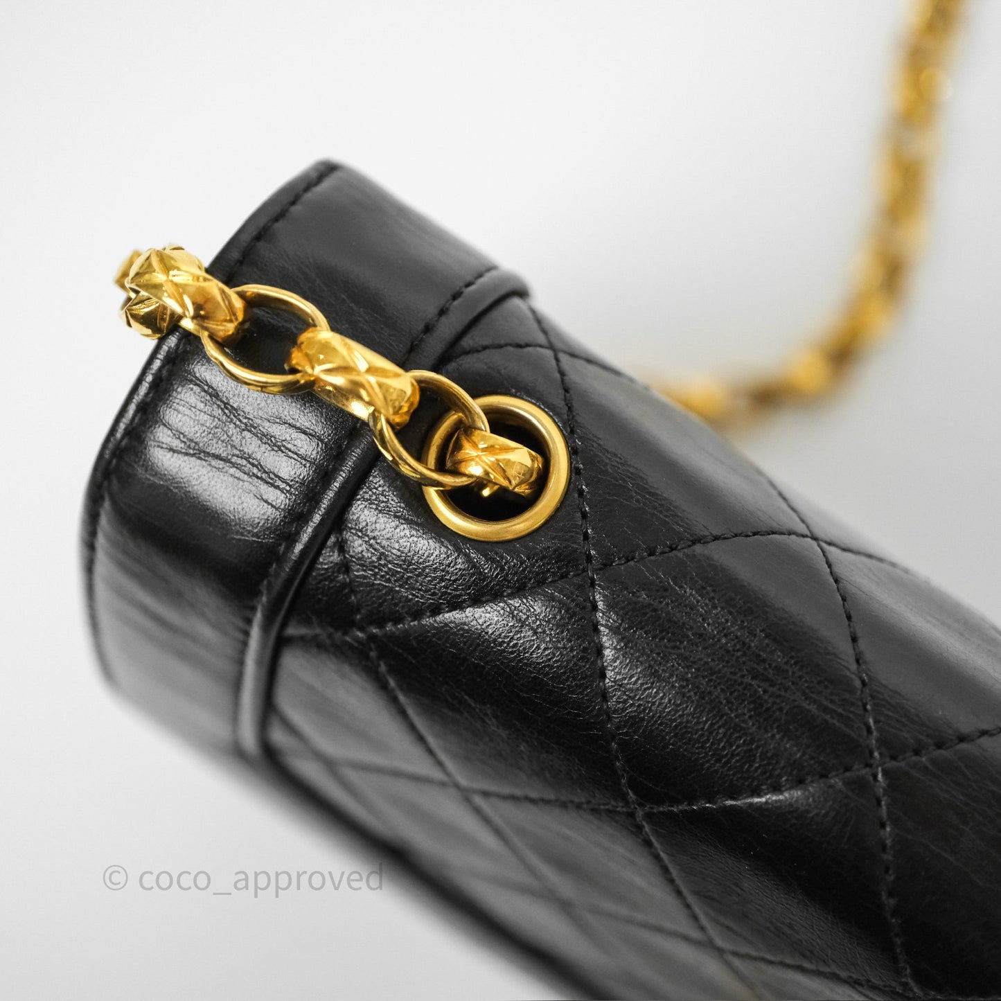 Chanel Vintage Small Diana Flap Black Lambskin 24K Gold Hardware