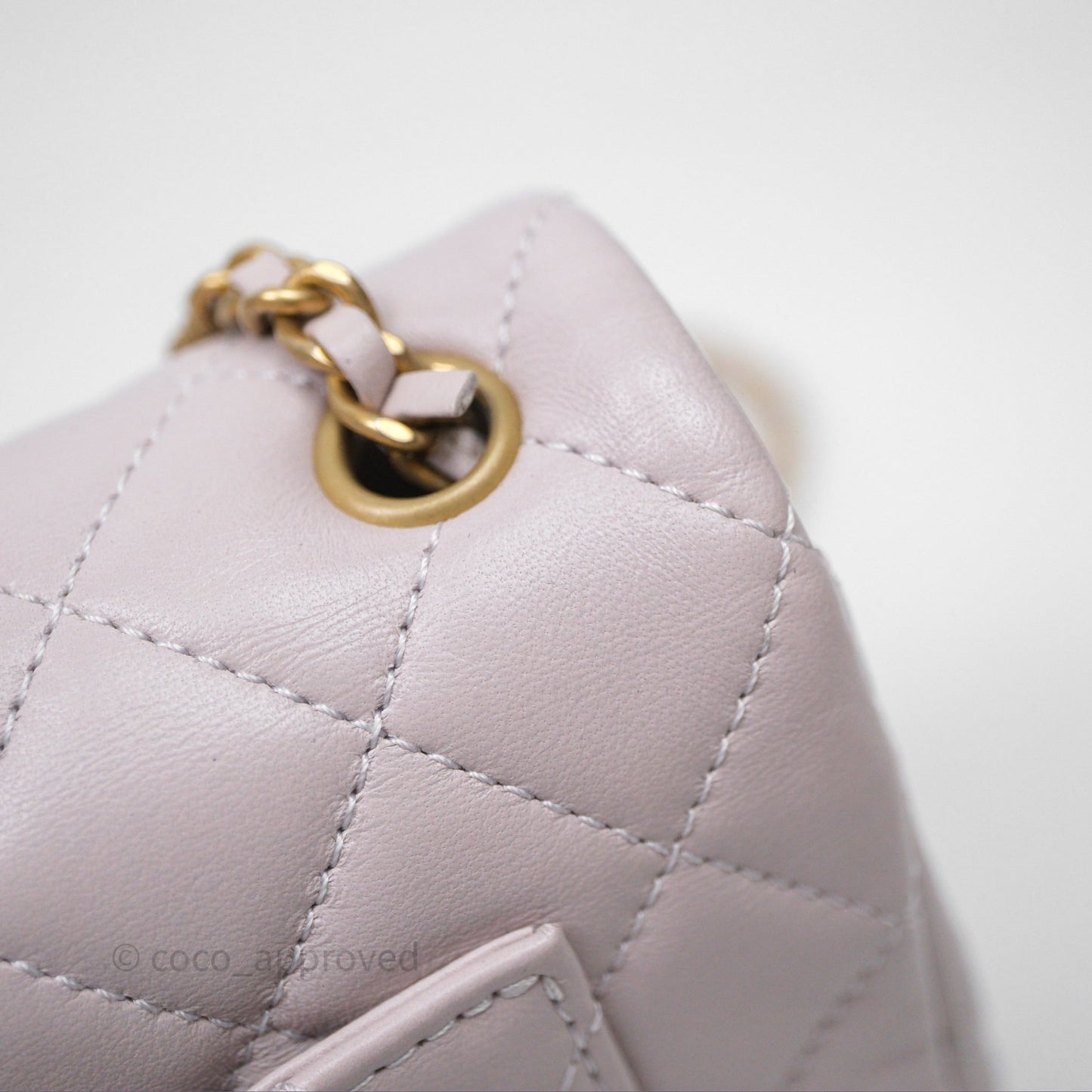 Chanel Mini Rectangular Pearl Crush Lilac Lambskin Aged Gold Hardware