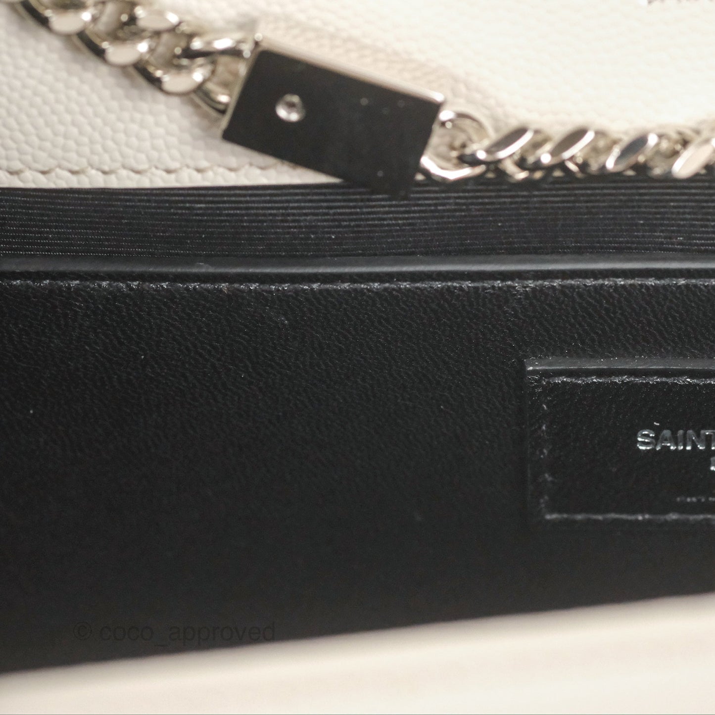 Saint Laurent Medium Classic Monogram Kate White Grained Calfskin