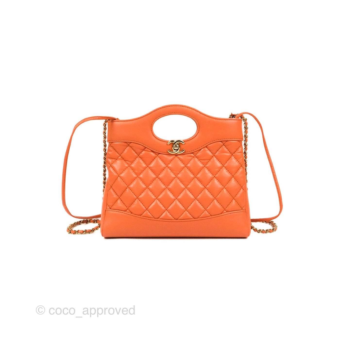 Chanel 31 Mini Salmon Orange Aged Calfskin Gold Hardware