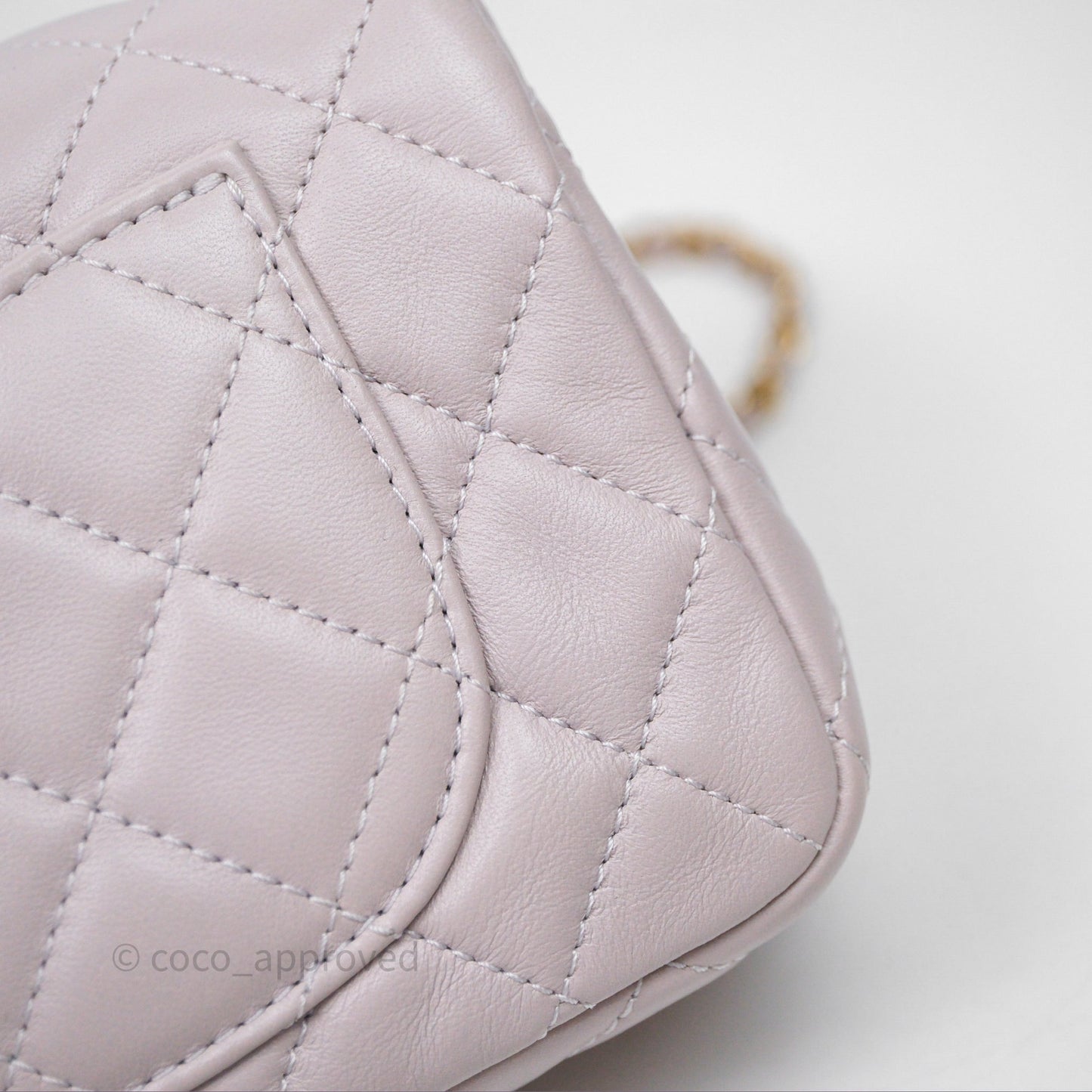 Chanel Mini Rectangular Pearl Crush Lilac Lambskin Aged Gold Hardware