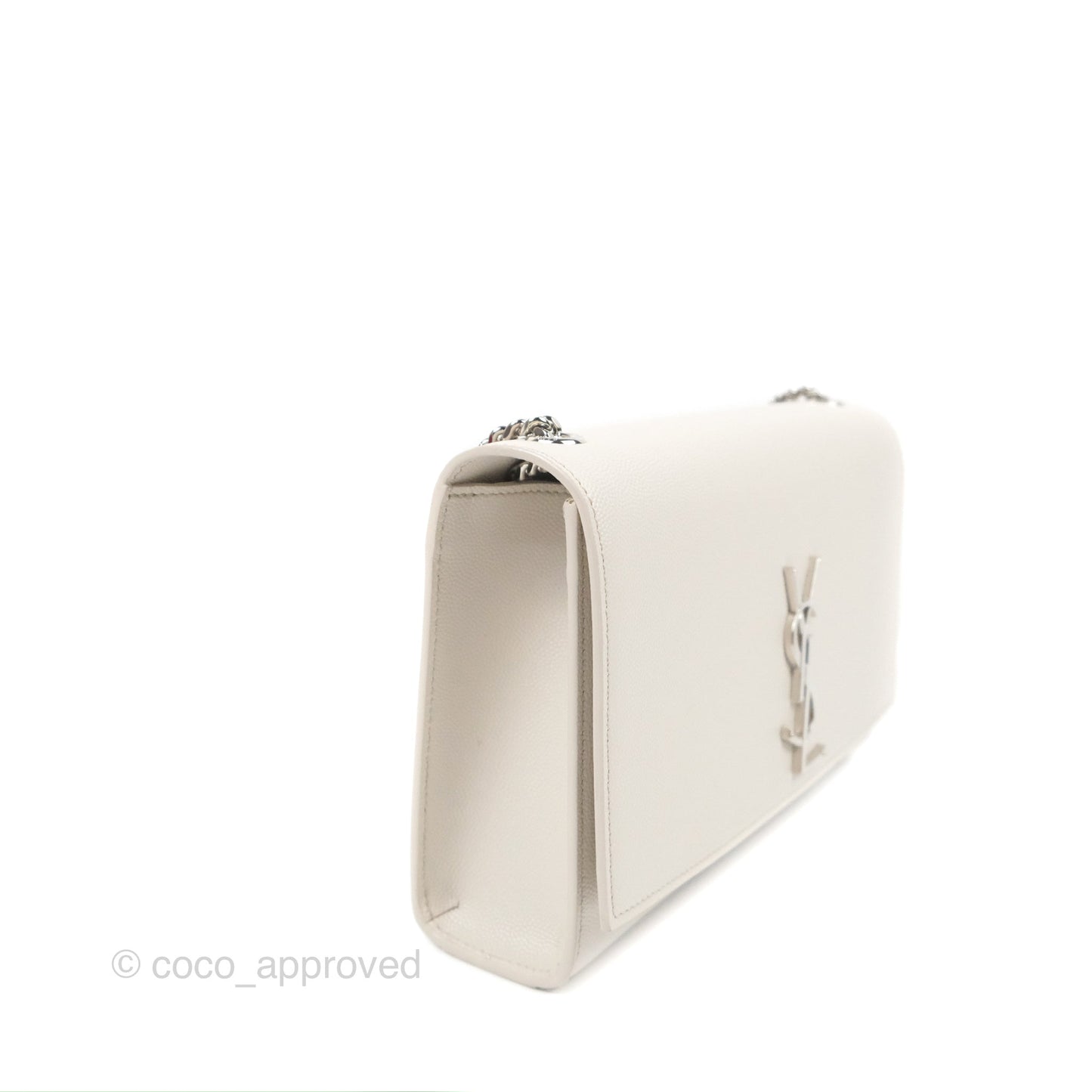 Saint Laurent Medium Classic Monogram Kate White Grained Calfskin
